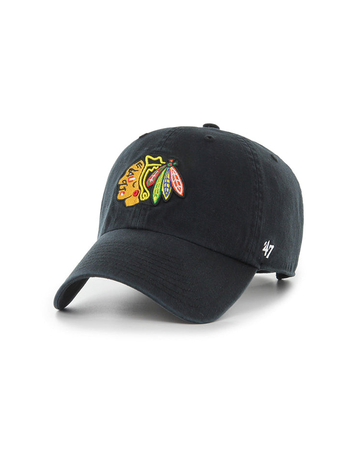 Casquettes 47 brand Chicago Blackhawks 47 Clean Up Black, vue de ¾ face