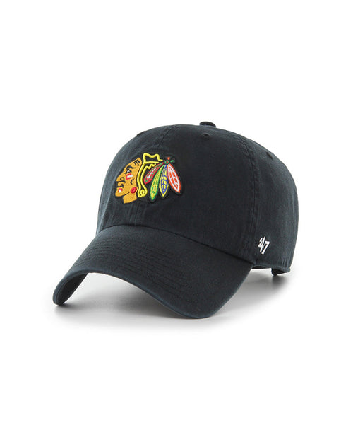 Casquettes 47 brand Chicago Blackhawks 47 Clean Up Black, vue de ¾ face