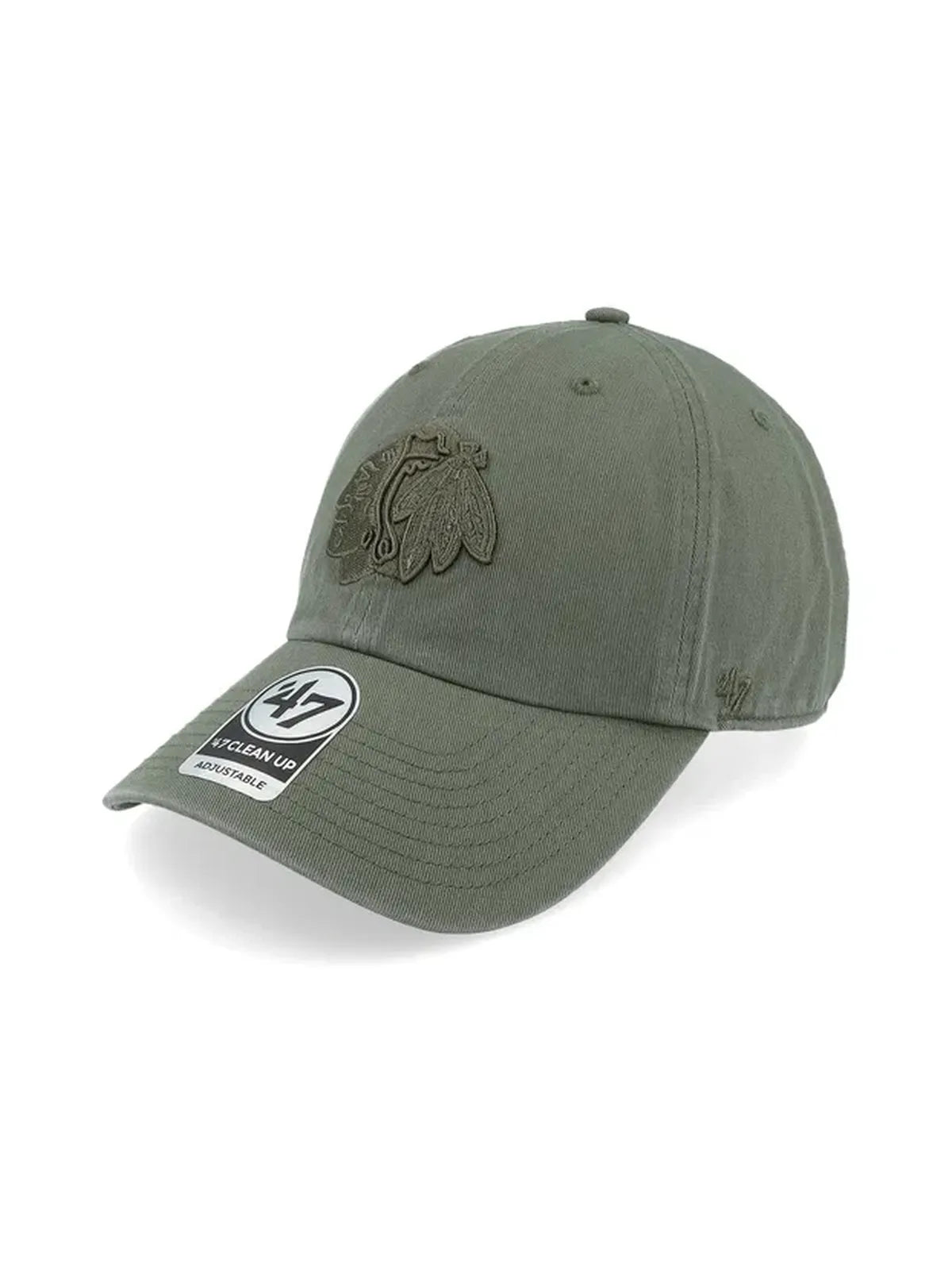 Casquettes 47 brand Nhl Chicago Blackhawks No Loop Label 47 Clean Up Moss, vue avant 3/4 gauche