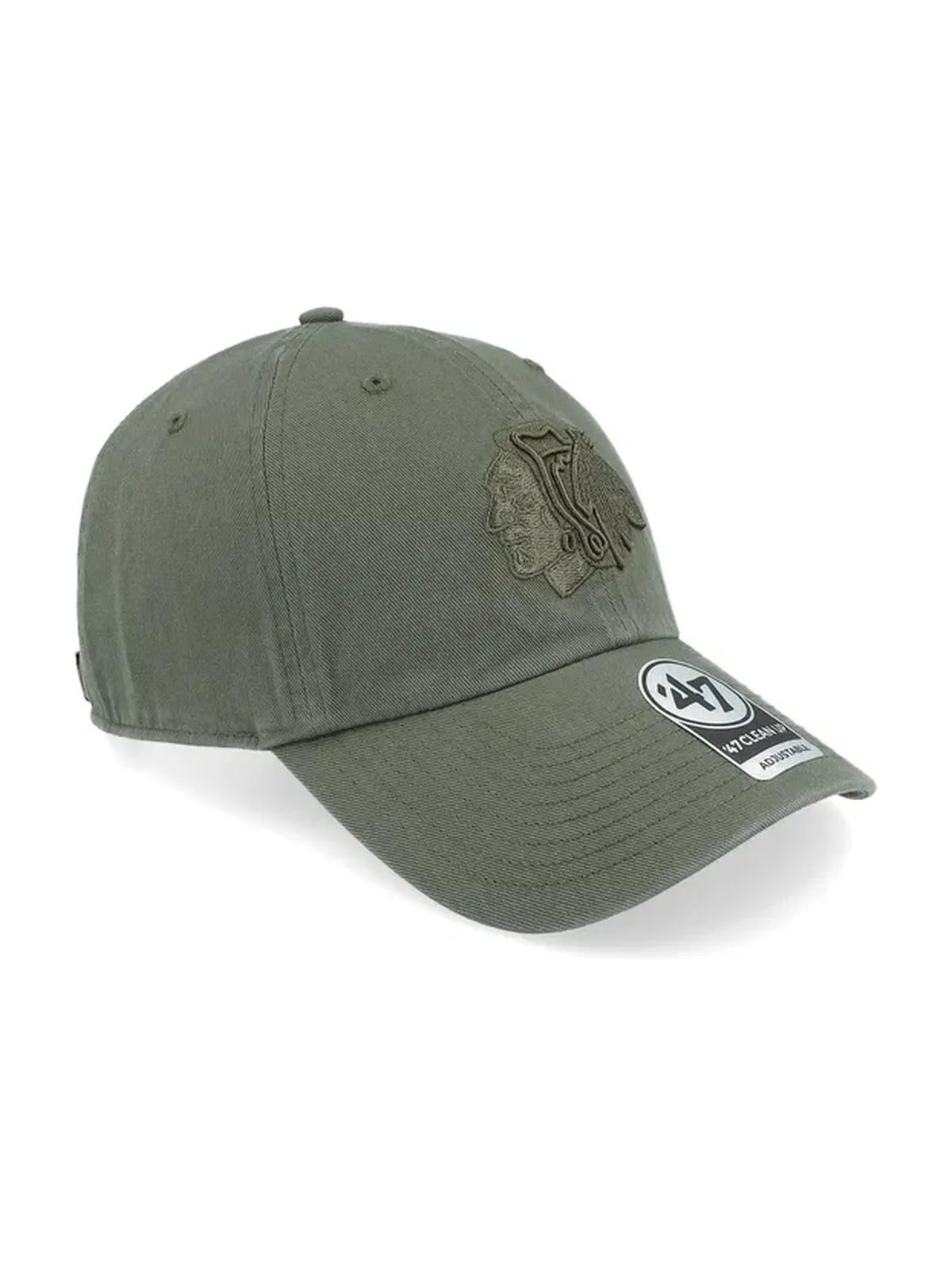 Casquettes 47 brand Nhl Chicago Blackhawks No Loop Label 47 Clean Up Moss, vue avant 3/4 droite
