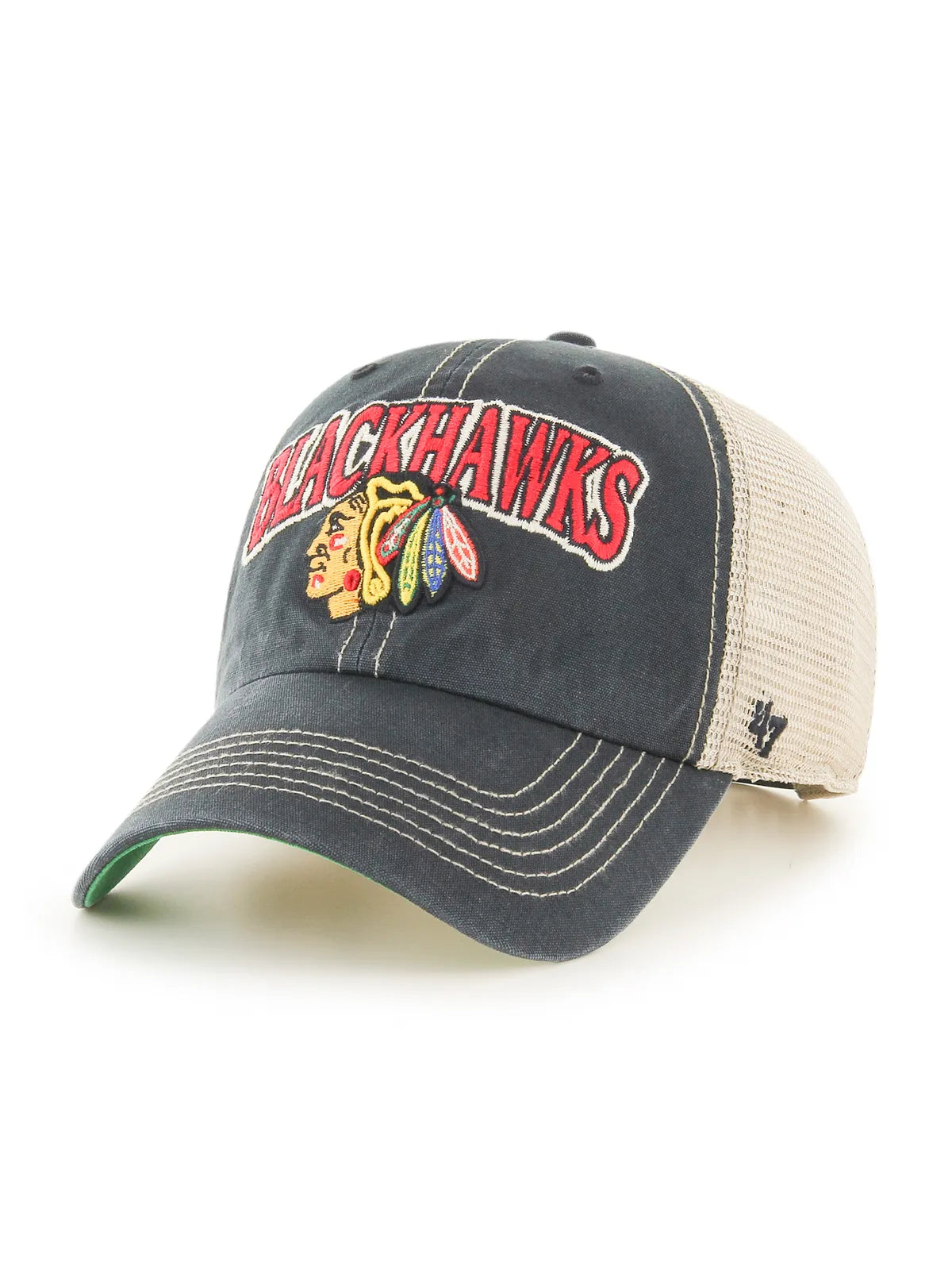 Casquettes 47 brand Nhl Chicago Blackhawks Tuscaloosa 47 Clean Up Vintage Black, vue avant 3/4 gauche