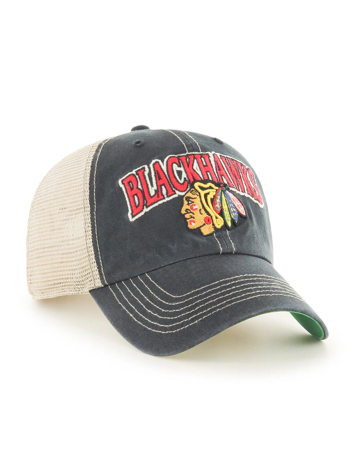 Casquettes 47 brand Nhl Chicago Blackhawks Tuscaloosa 47 Clean Up Vintage Black, vue avant 3/4 droite