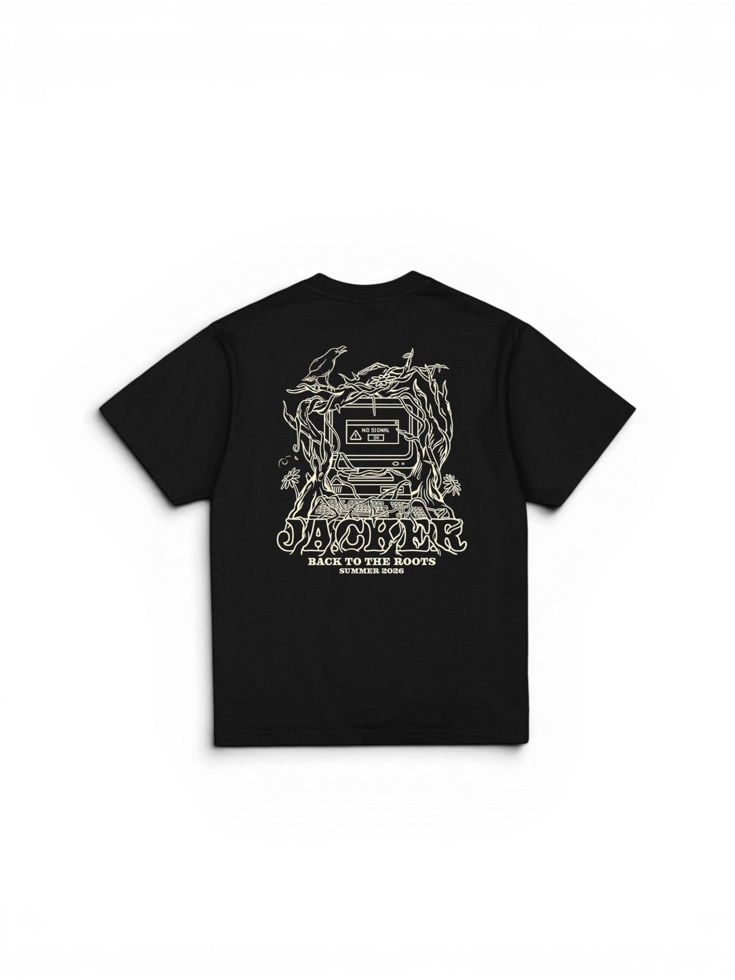 vue a plat du t-shirt no signal jacker de dos