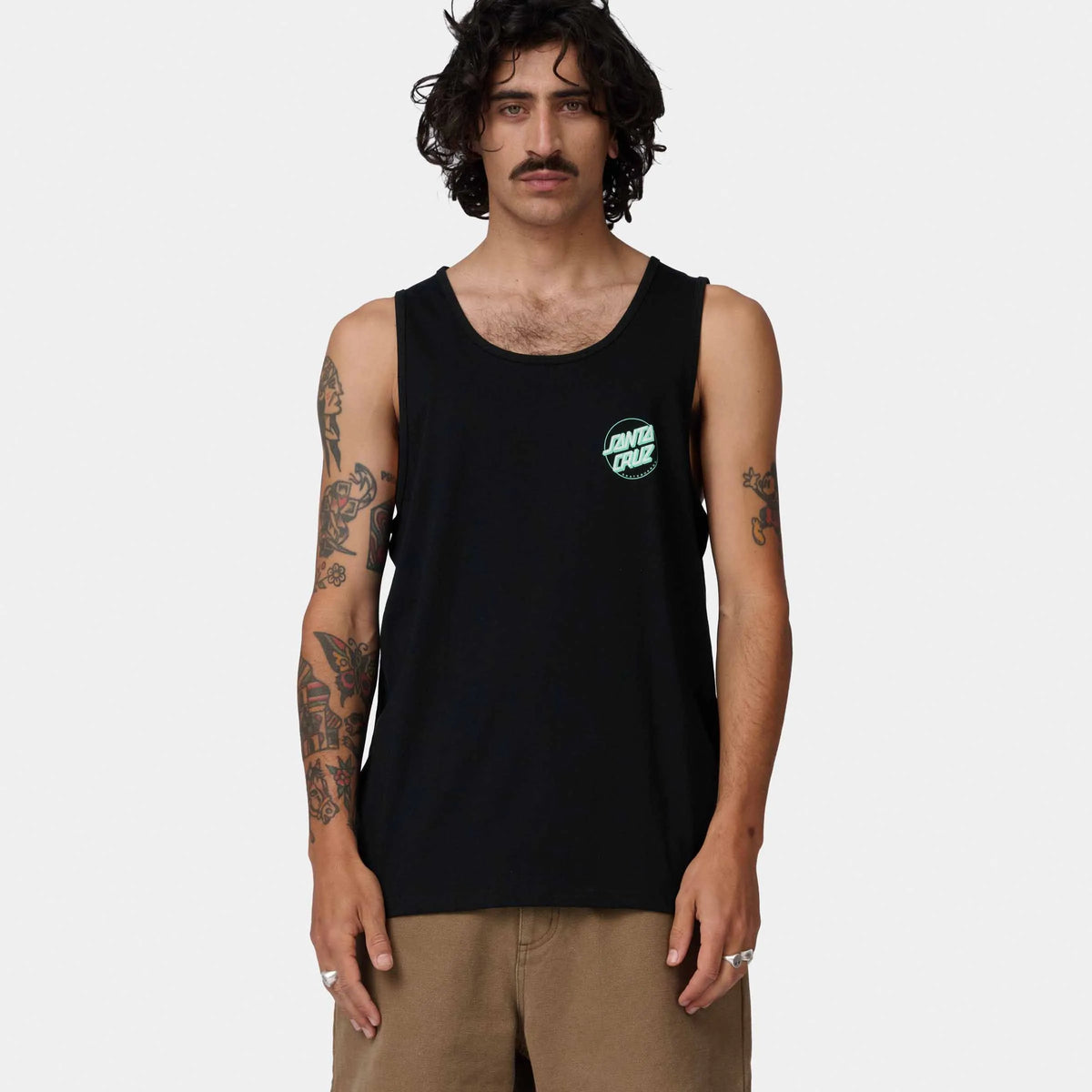 Débardeurs Santa cruz Partial Dot Vest Black/Mint, vue de face portée