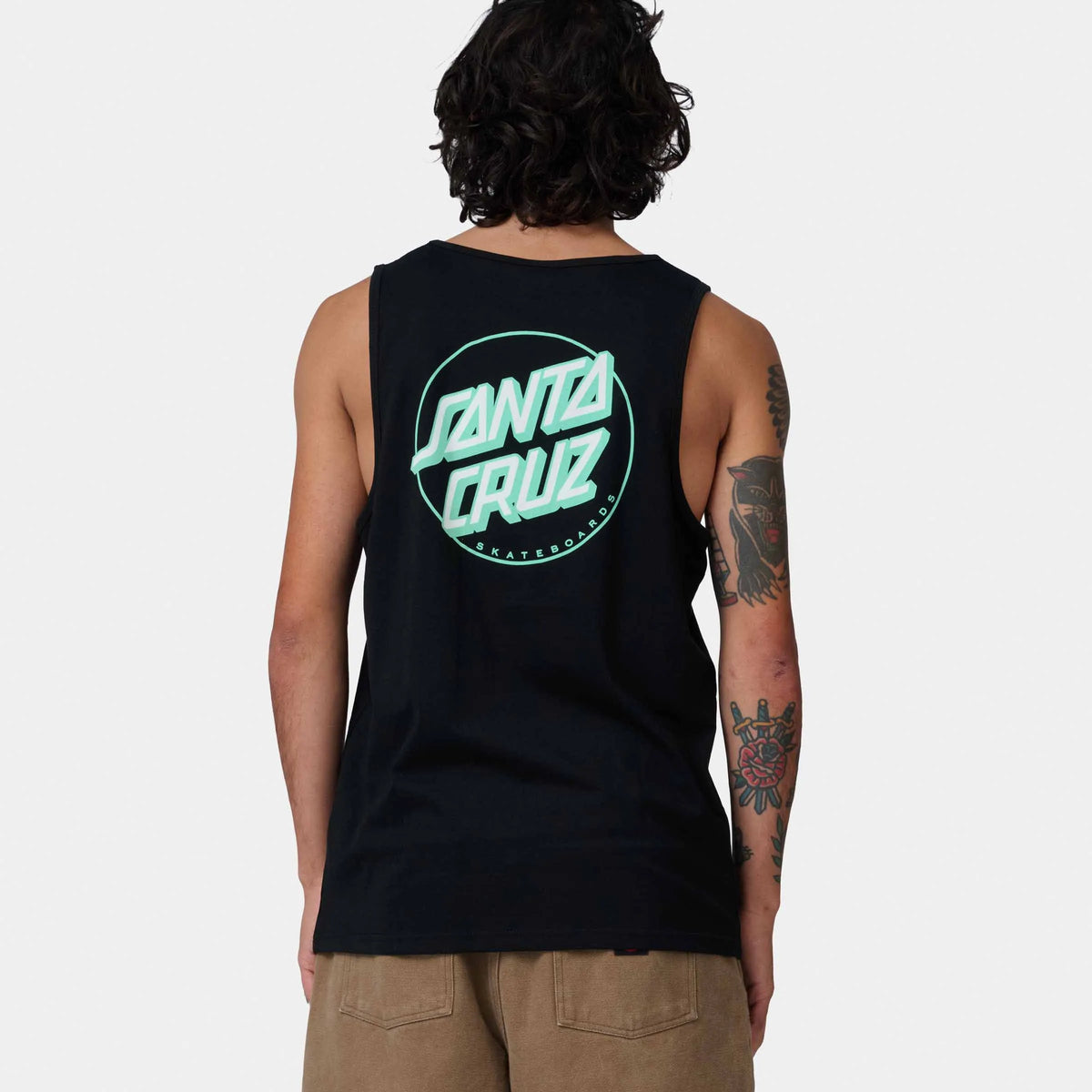 Débardeurs Santa cruz Partial Dot Vest Black/Mint, vue de dos portée