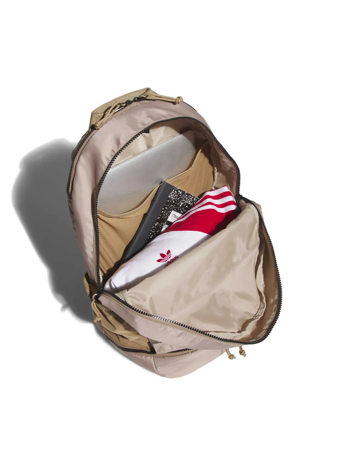 Sacs Adidas-Fsbs Bcpk-Trace Khaki, vue de cote de ¾ sac ouvert