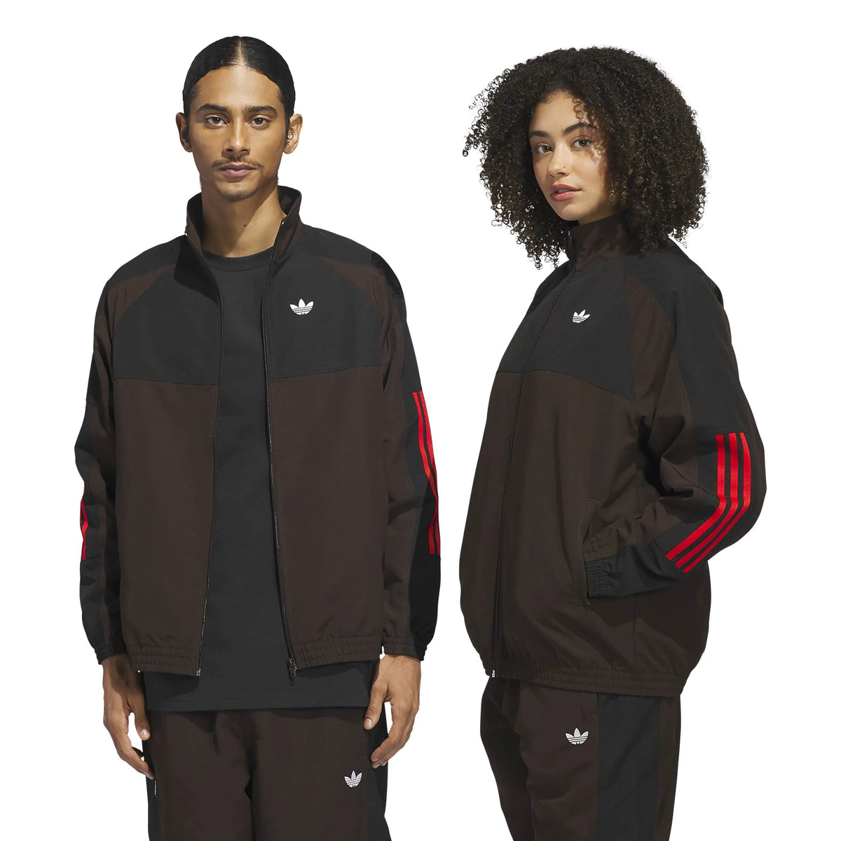Vestes Adidas-Gatsele Trk Jkt-Aurora Coffee, vue portée par homme et femme