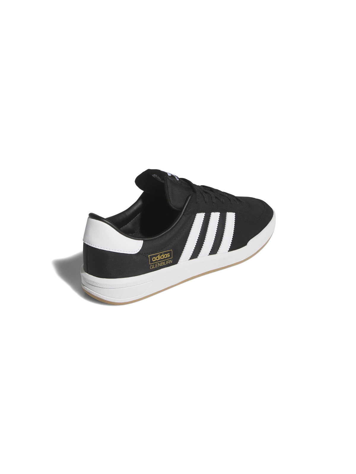 Chaussures de skateboard Adidas Glenburn Core Black Cloud White Gum, vue face arrière de 3/4