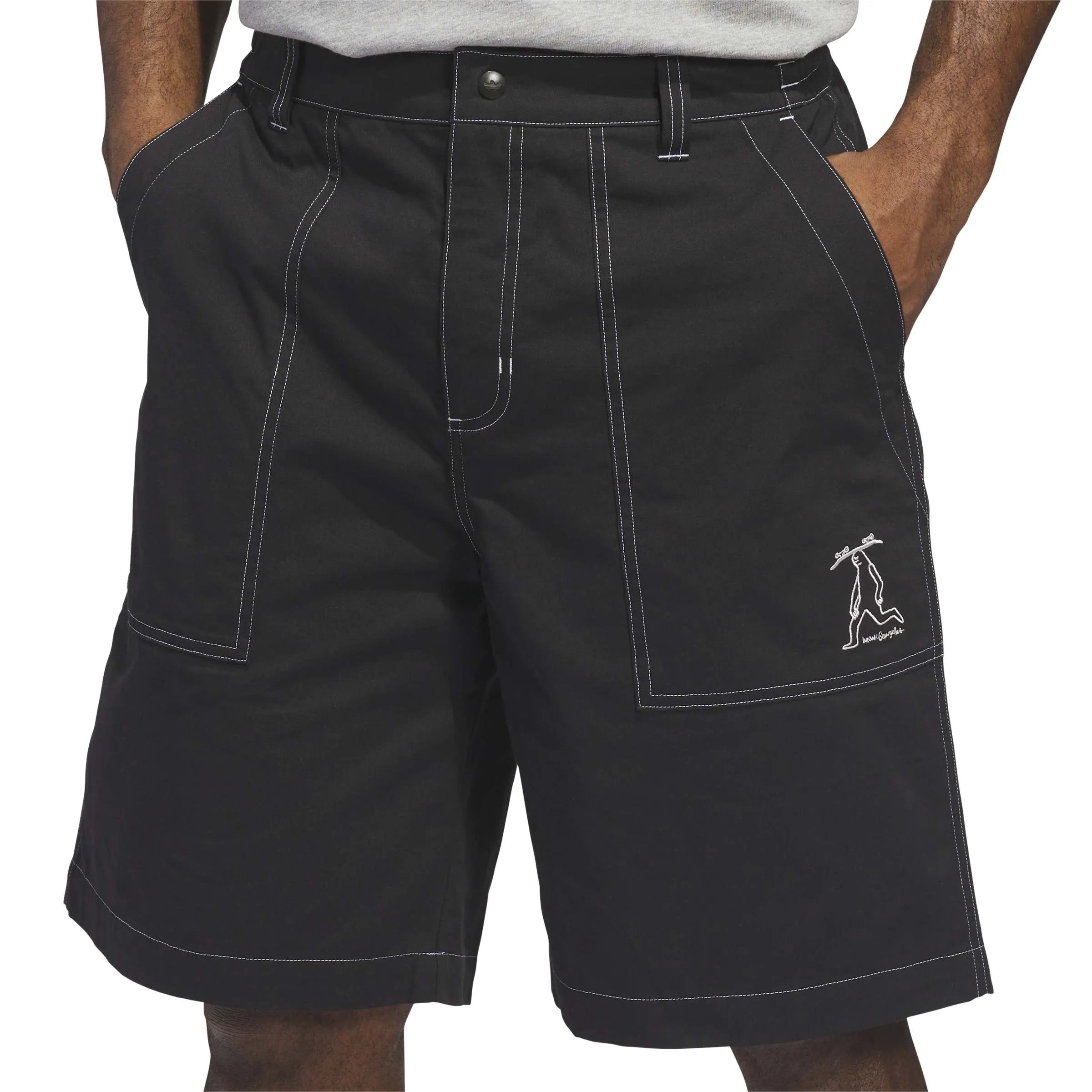 Shorts Adidas-Gonz Short-Black, vue détail avant short