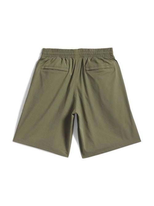 Shorts Adidas-Skate Short-Olive Strata, vue de l’arrière à plat