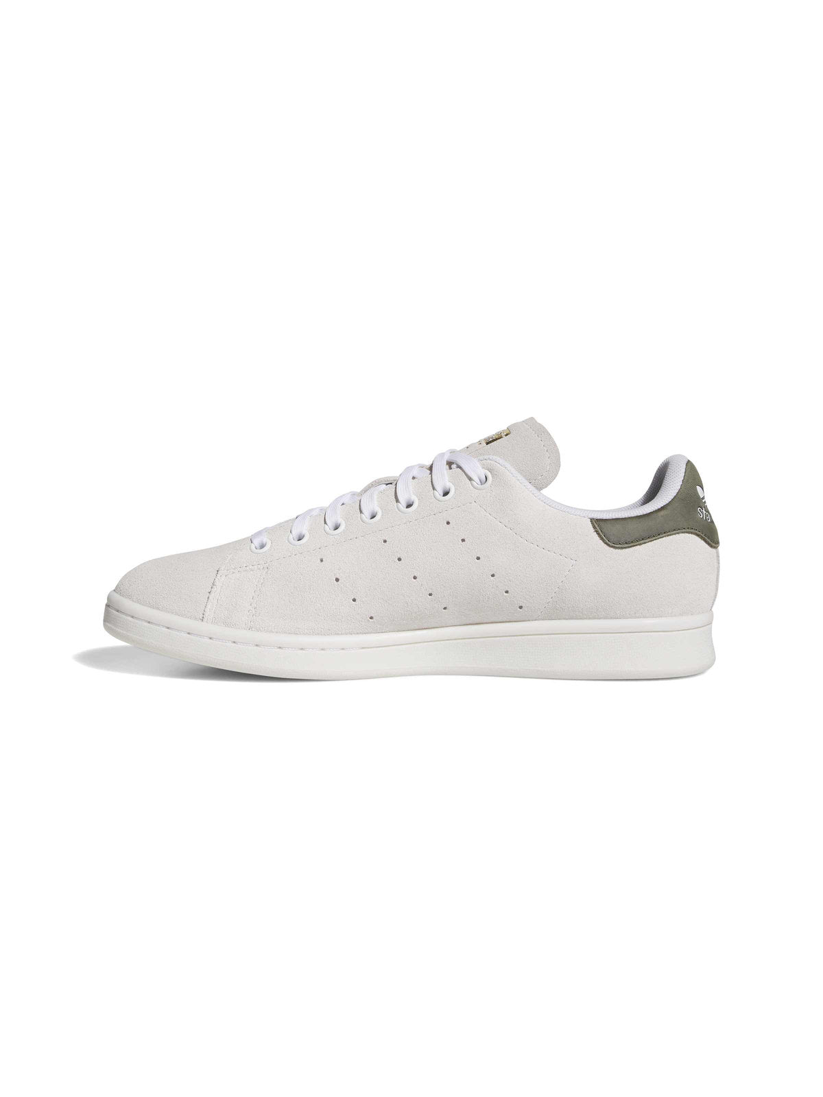Sneakers Adidas Stan Smith Adv Crystal White Olive Strata Gold Metallic, vue du profil gauche