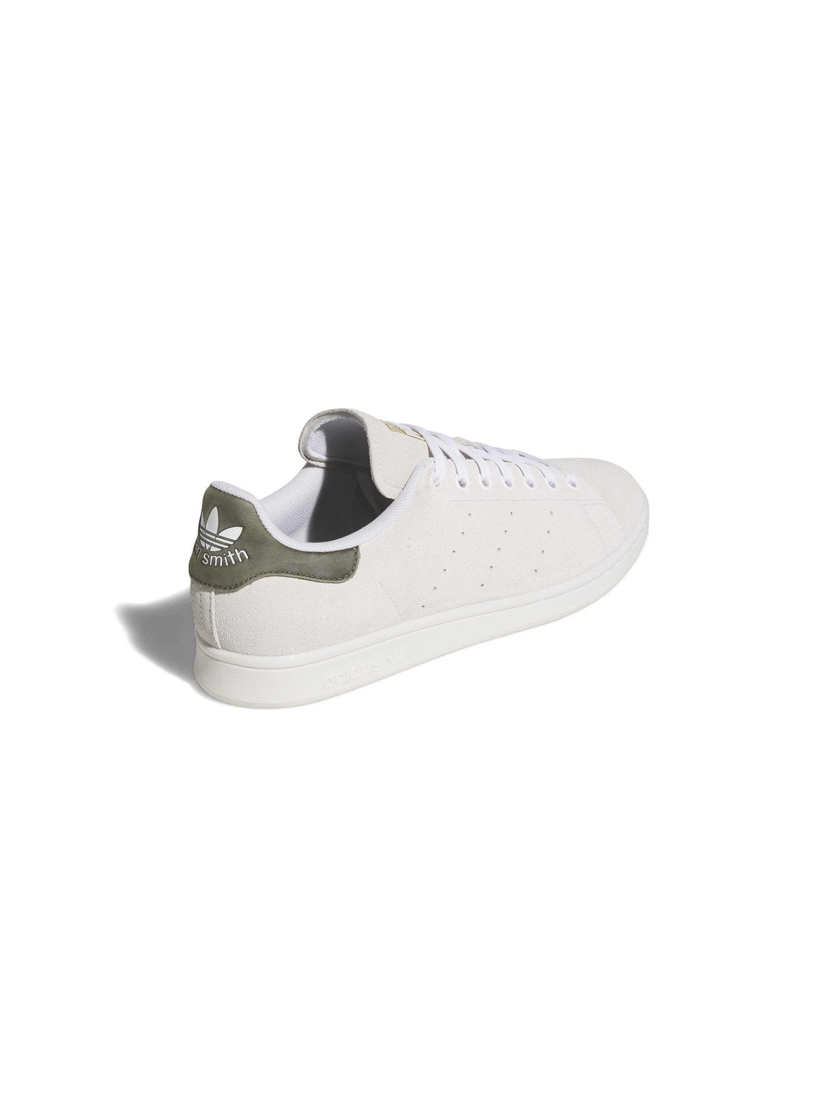 Sneakers Adidas Stan Smith Adv Crystal White Olive Strata Gold Metallic, vue de ¾ face arrière