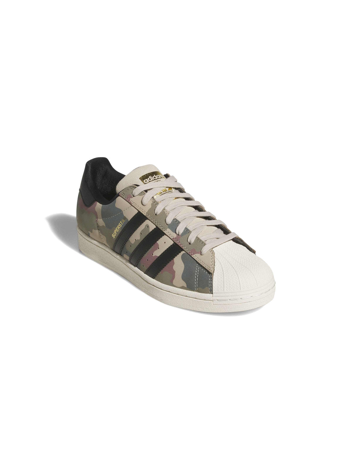 Sneakers Adidas Superstar Adv Khaki Three Core Black Chalk White, vue de ¾ face