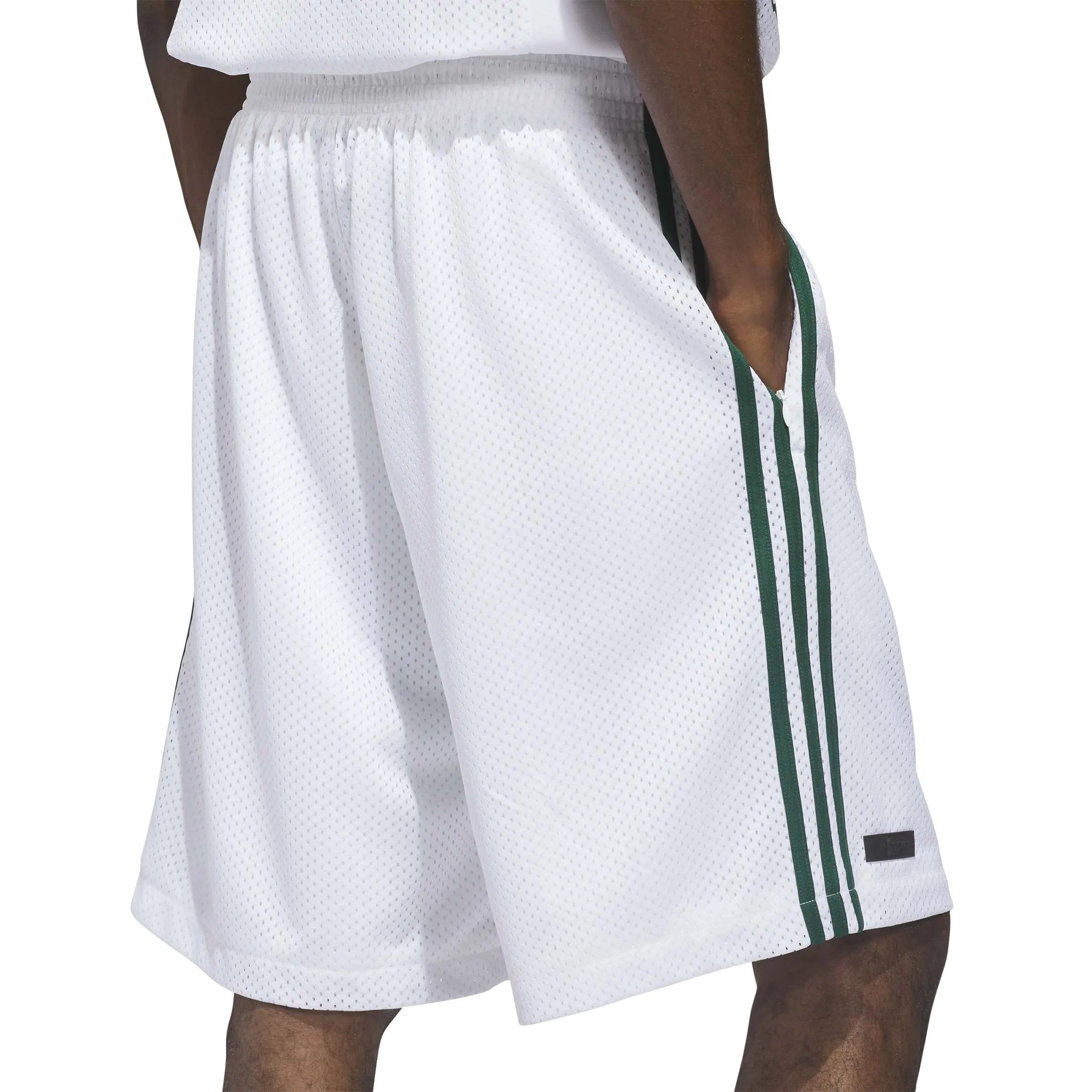 Shorts Adidas-Tyshawn B Short-White, vue détail arrière short