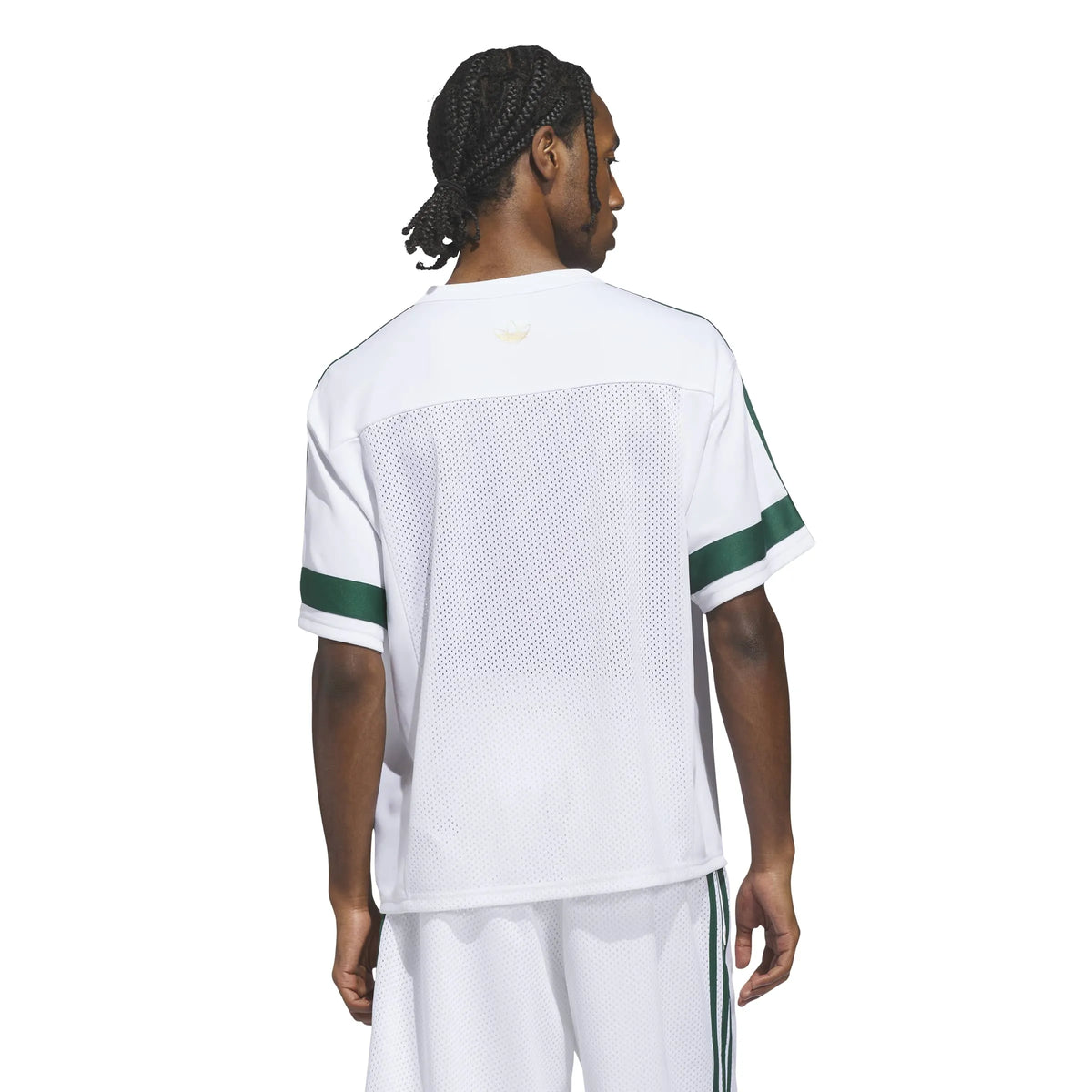 Teeshirts Adidas-Tyshawn Jrsy-White, vue portée de dos