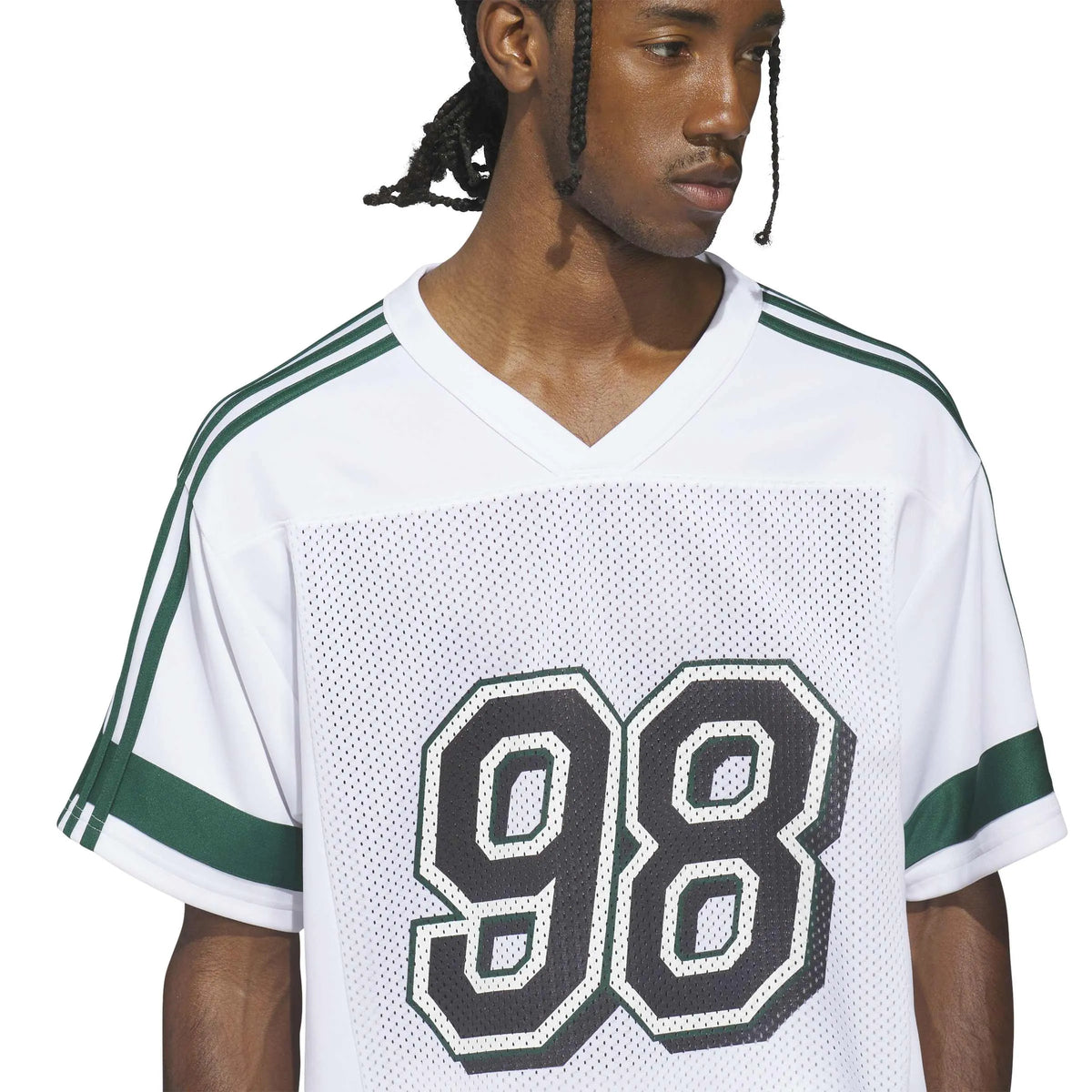 Teeshirts Adidas-Tyshawn Jrsy-White, Vue portée détail
