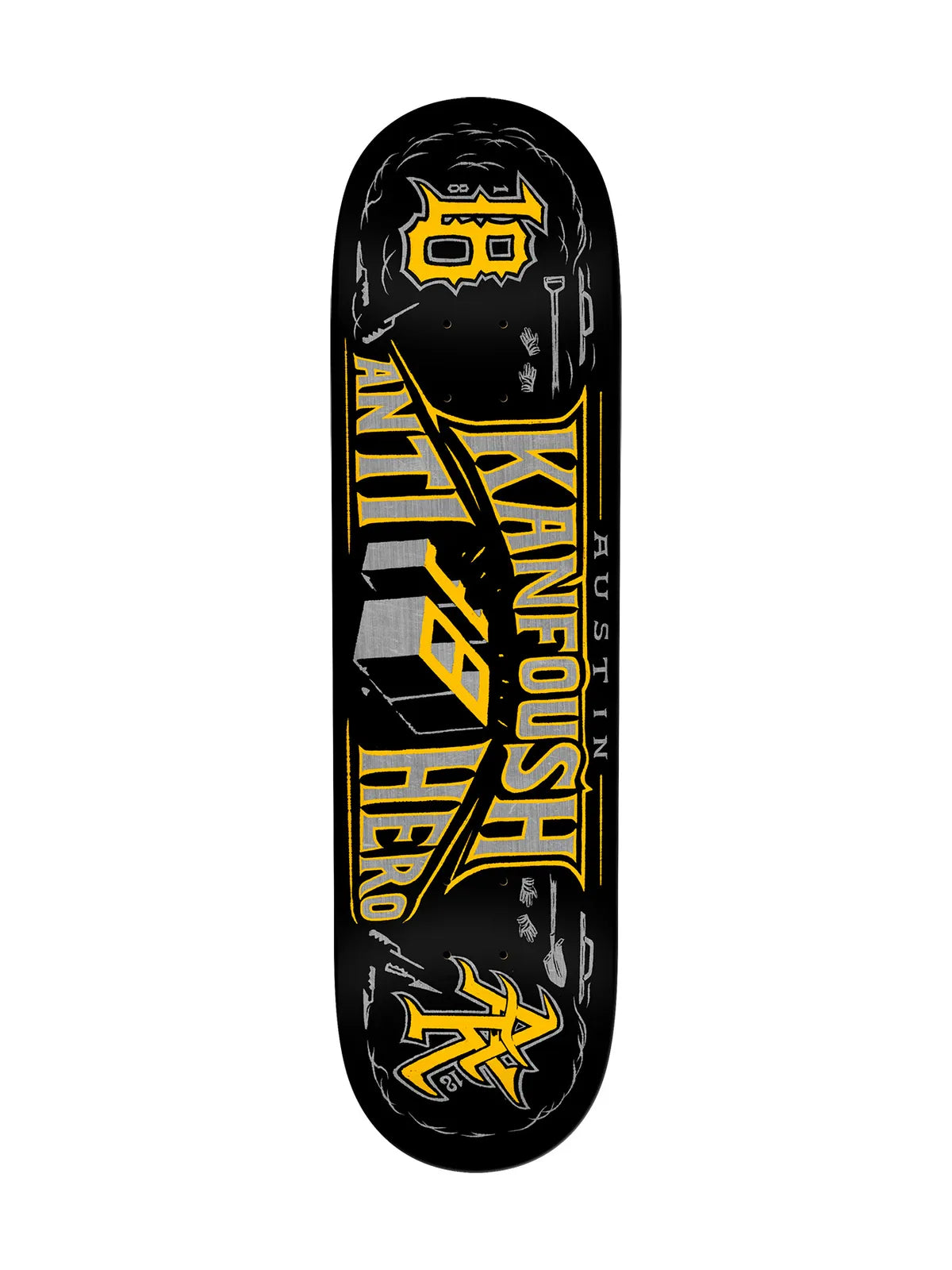 Planches de skate   Antihero Deck Customs Kanfouch Black 8.25 X 31.5 - 14, vue de dessous