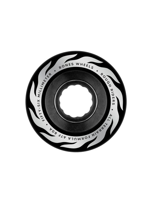 Roues de skate   Bones Wheels (Jeu De 4) Atf 56Mm Rough Riders Flame 80A Blk, vue face avant