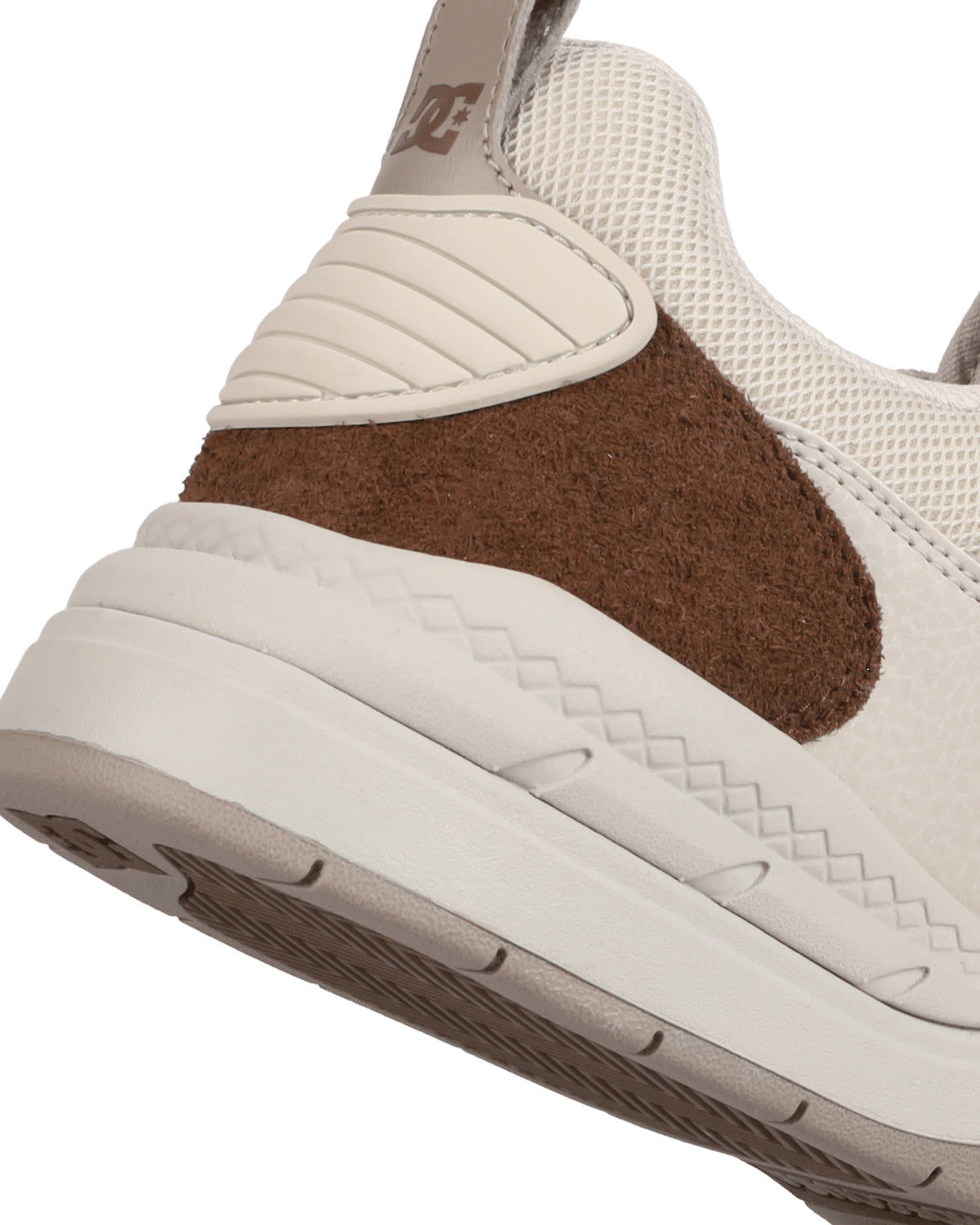 Chaussures de skateboard Dc shoes Ascend (211) Brown/Tan/Off White, vue détaillée du talon et de la semelle extérieure