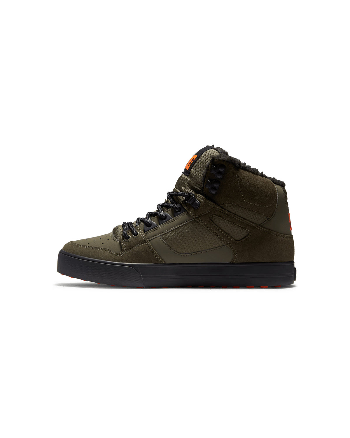 Chaussures de skateboard Dc shoes Pure Ht Wc Wnt (Doo) Dusty Olive/Orange, vue de profil