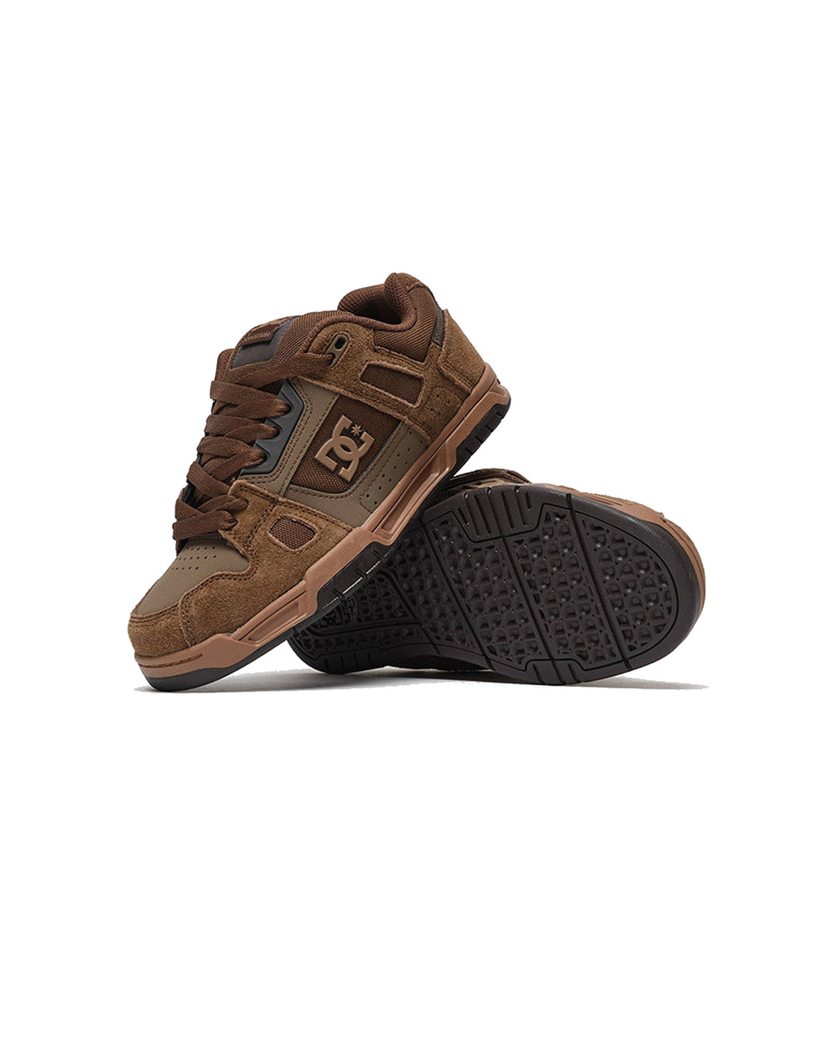 Chaussures de skateboard Dc shoes Stag (Bng) Brown/Gum, vue latérale avec la semelle extérieure visible