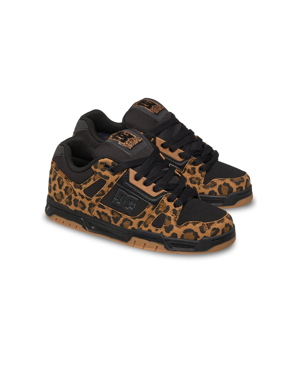 Chaussures de skateboard Dc shoes Stag (Cbl) Cheetah Black, vue de ¾ face