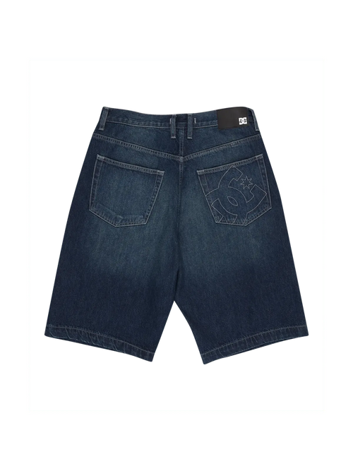 Shorts Dc shoes Baggy Denim Jort Dark Denim, vue face arrière a plat