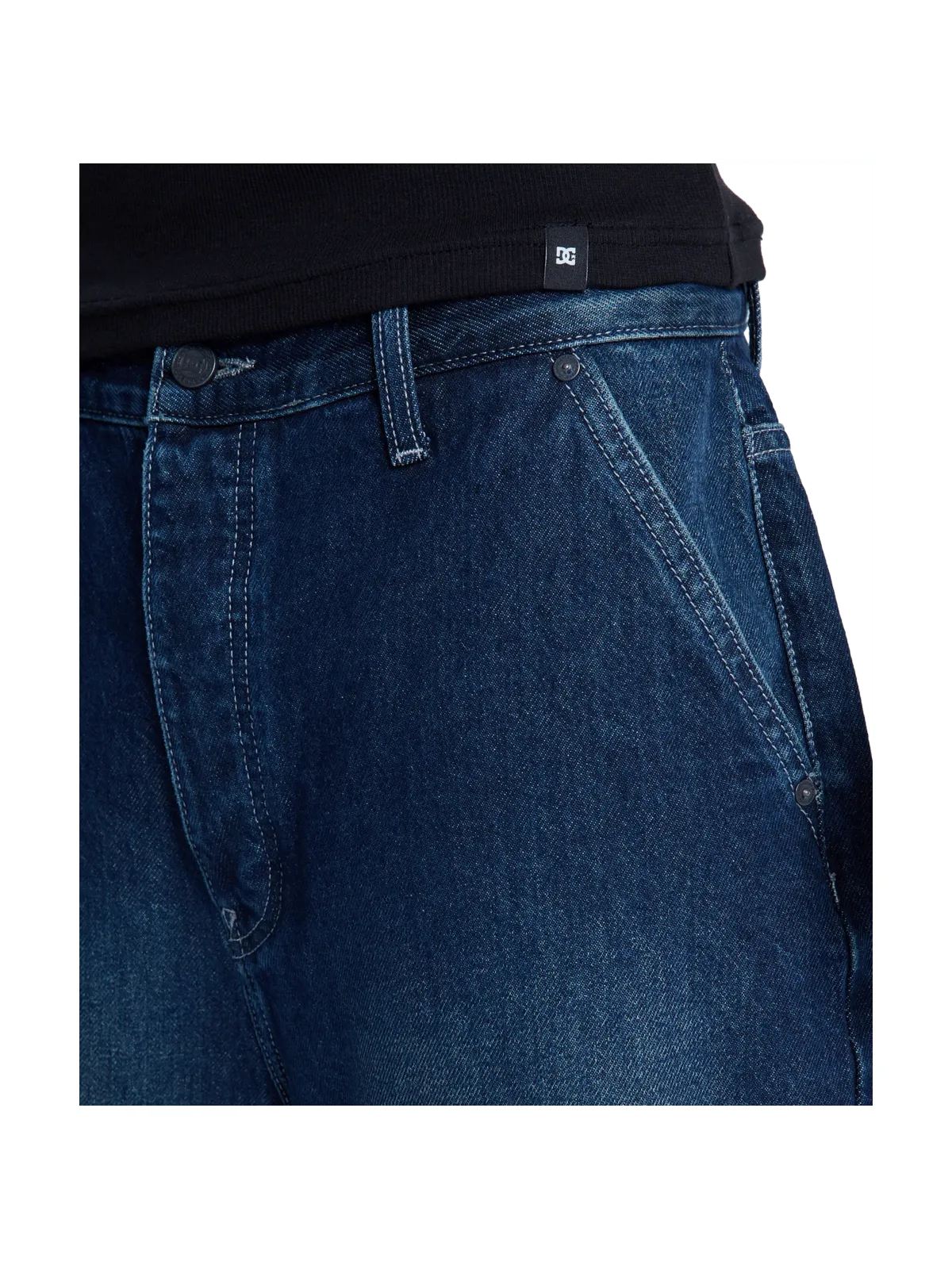 Shorts Dc shoes Baggy Denim Jort Dark Denim, vue détail poche avant du short