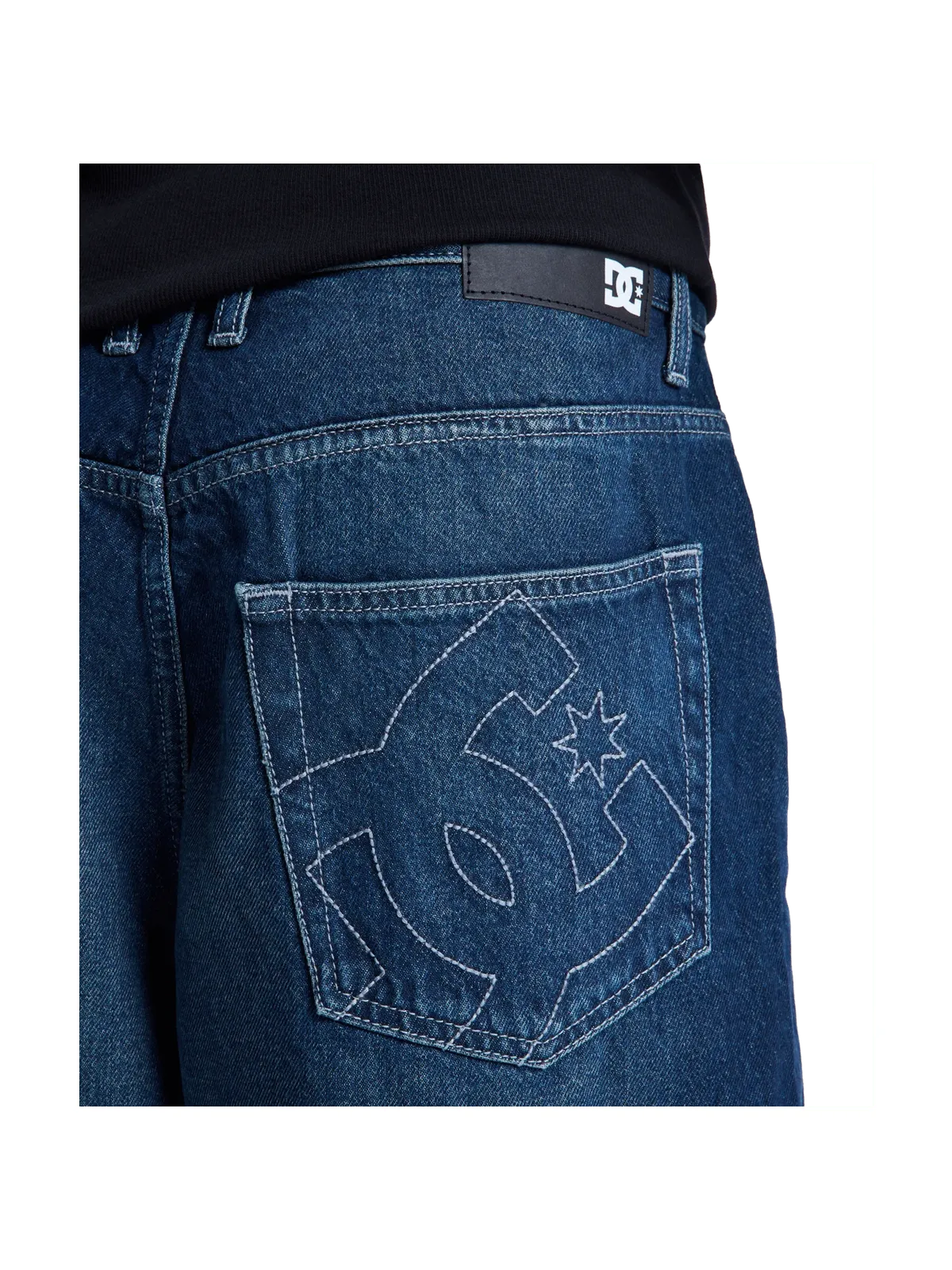 Shorts Dc shoes Baggy Denim Jort Dark Denim, vue détail poche arrière du short
