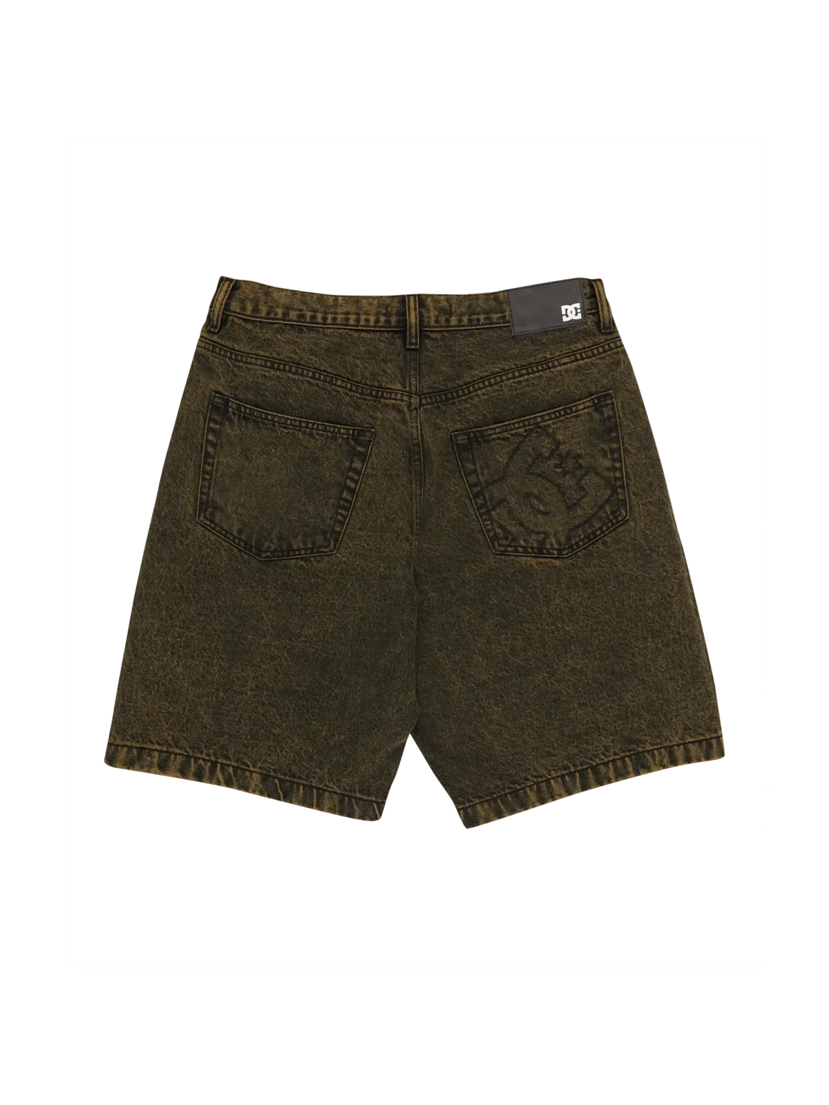 Shorts Dc shoes Baggy Denim Short Golden Olive, vue face arrière a plat