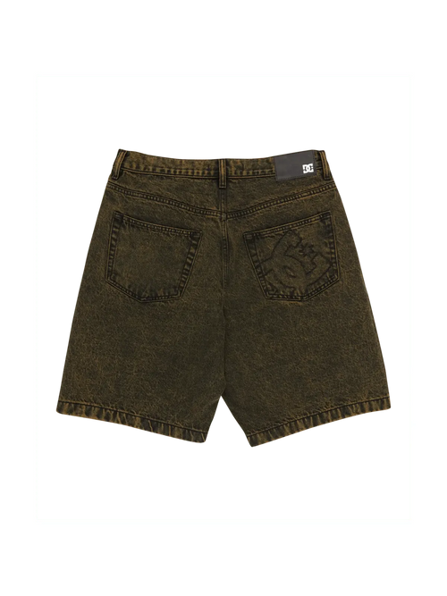 Shorts Dc shoes Baggy Denim Short Golden Olive, vue face arrière a plat