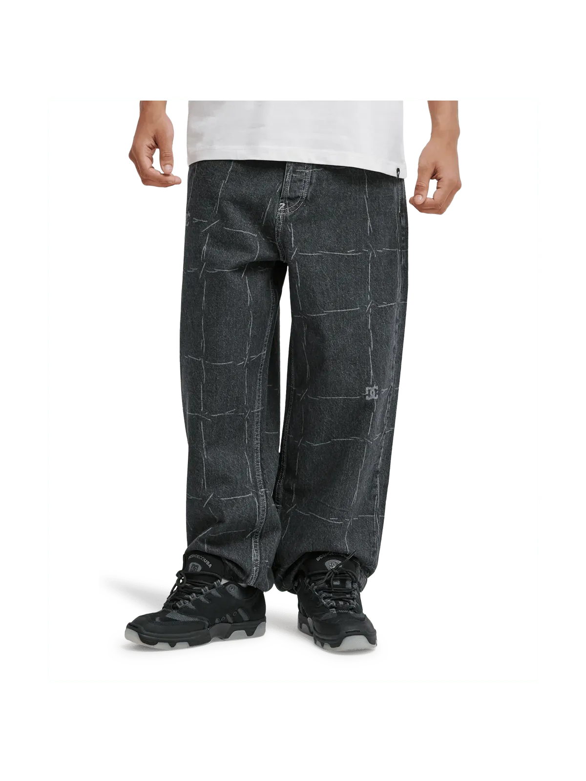 Pantalons Dc shoes Baggy Denim Wired Wired 32 Black, vue zoom face avant portée