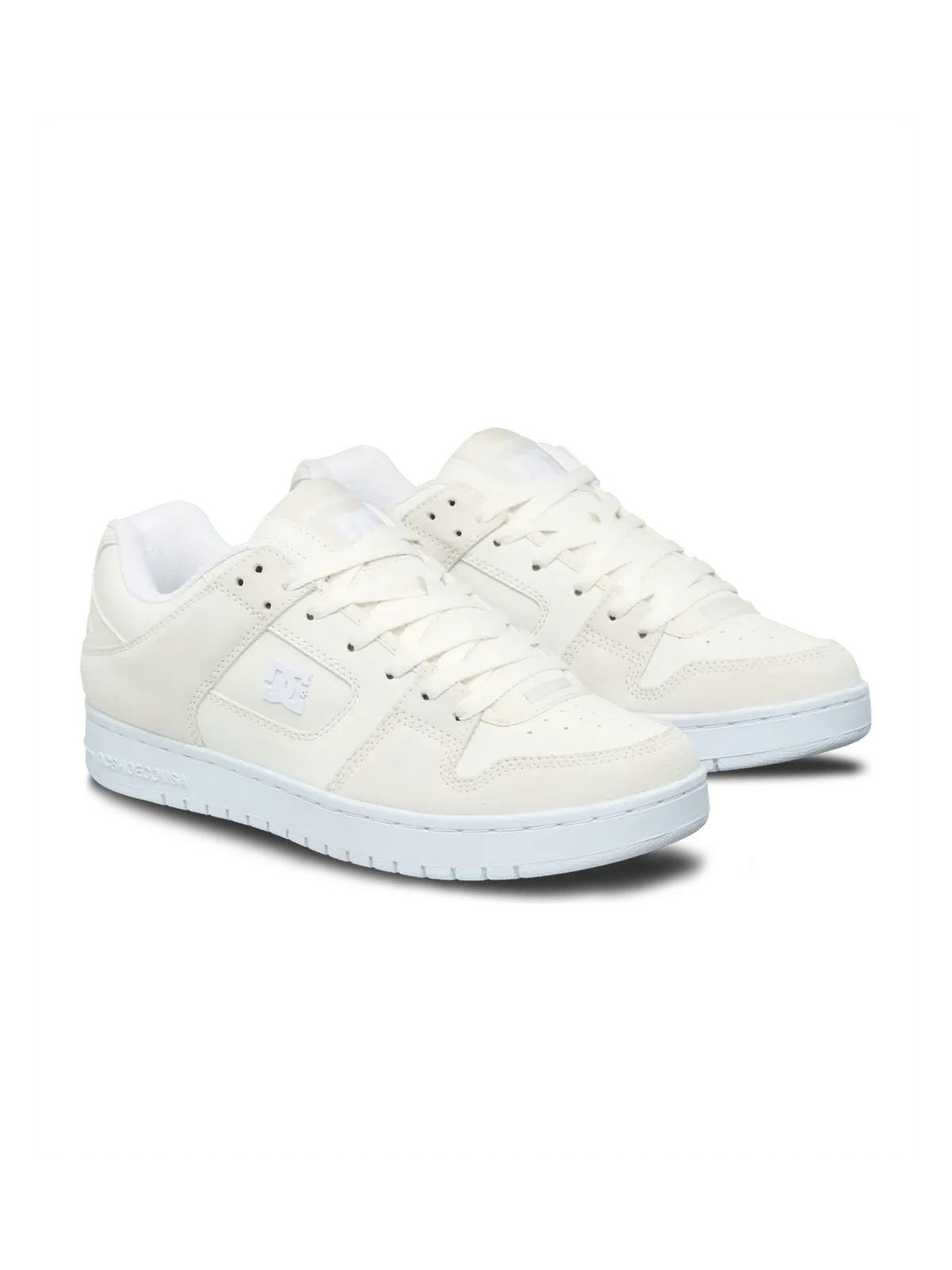 Chaussures de skateboard Dc shoes Manteca Se Off White, vue de ¾ de la paire