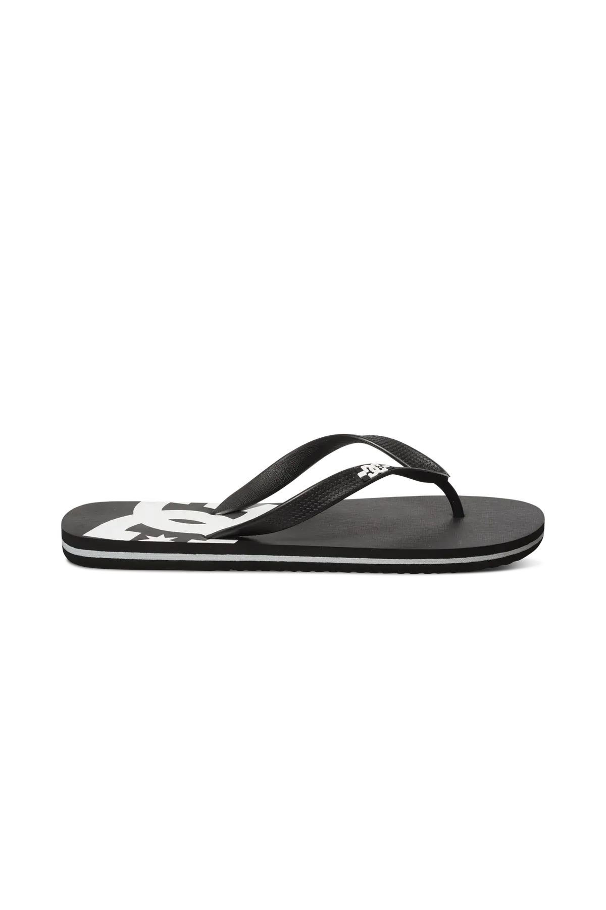 Tongs Dc shoes Spray Black/Black/White, vue du dessus de la paire de coté