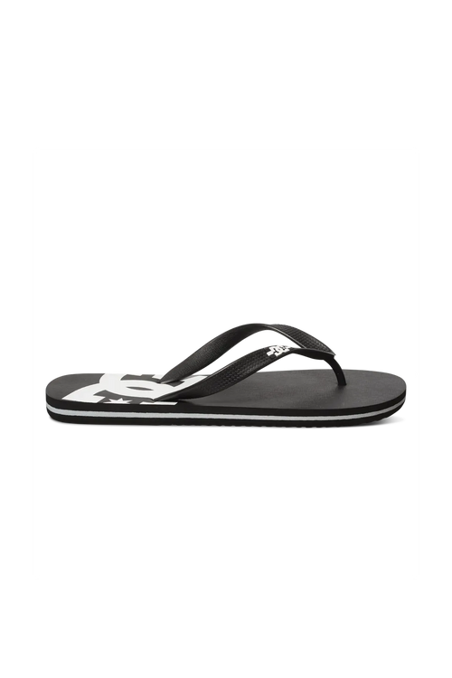 Tongs Dc shoes Spray Black/Black/White, vue du dessus de la paire de coté