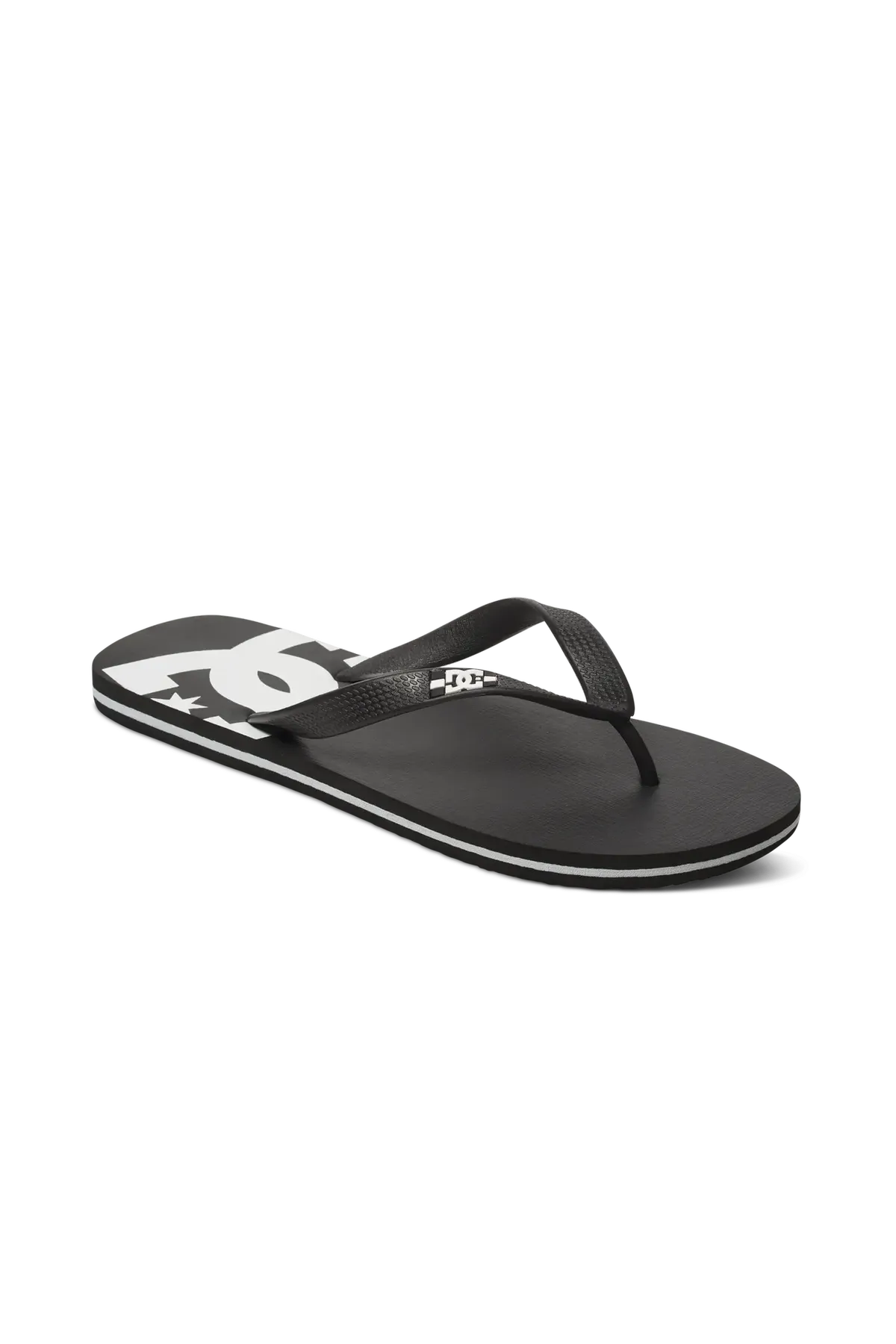 Tongs Dc shoes Spray Black/Black/White, vue du dessus de la paire de 3/4 face