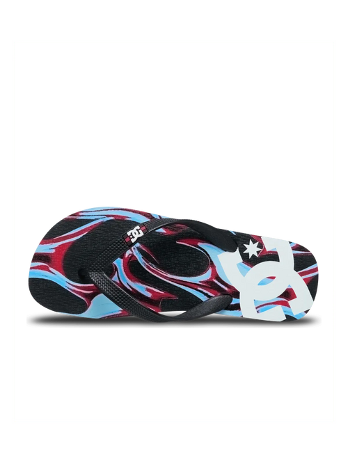 Tongs Dc shoes Spray Graffik Blue/Red/White, vue du dessus a plat