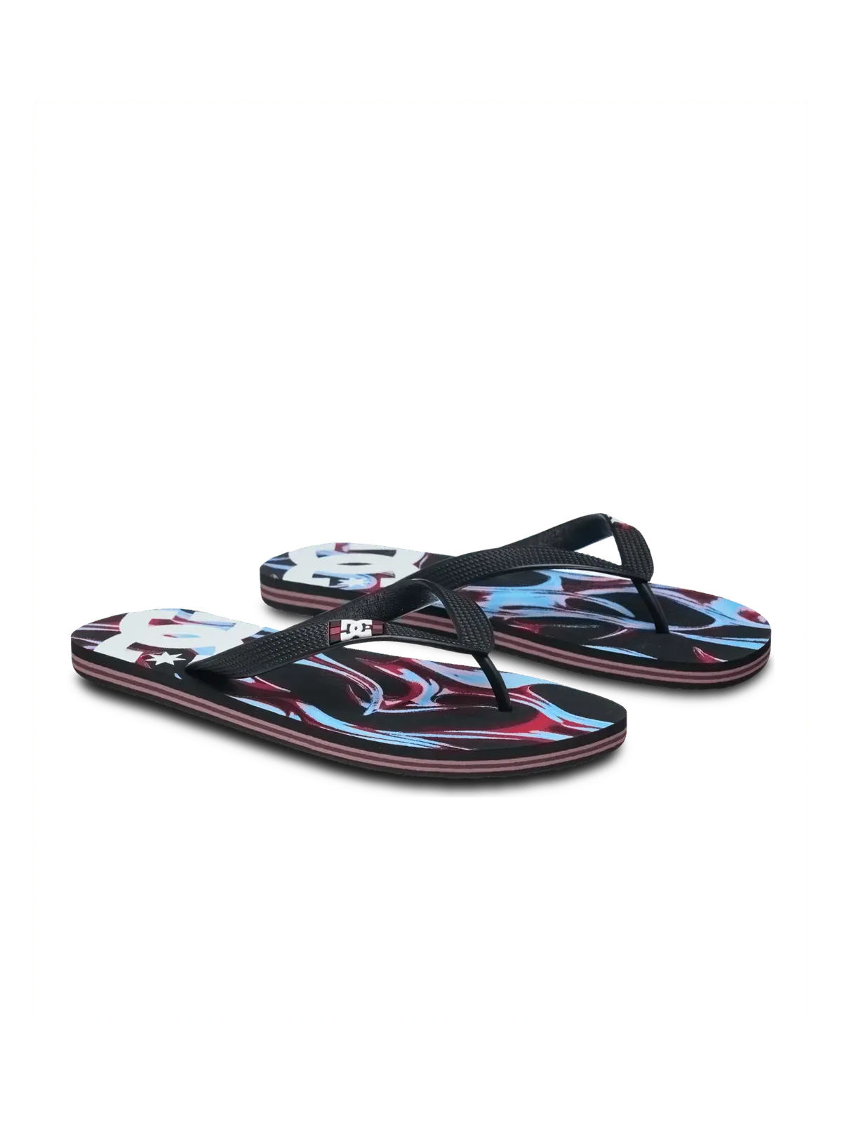 Tongs Dc shoes Spray Graffik Blue/Red/White, vue de ¾ de face