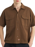 Chemises Dickies 247 Gd Work Shirt Ss Timber Brown, vue portée de face