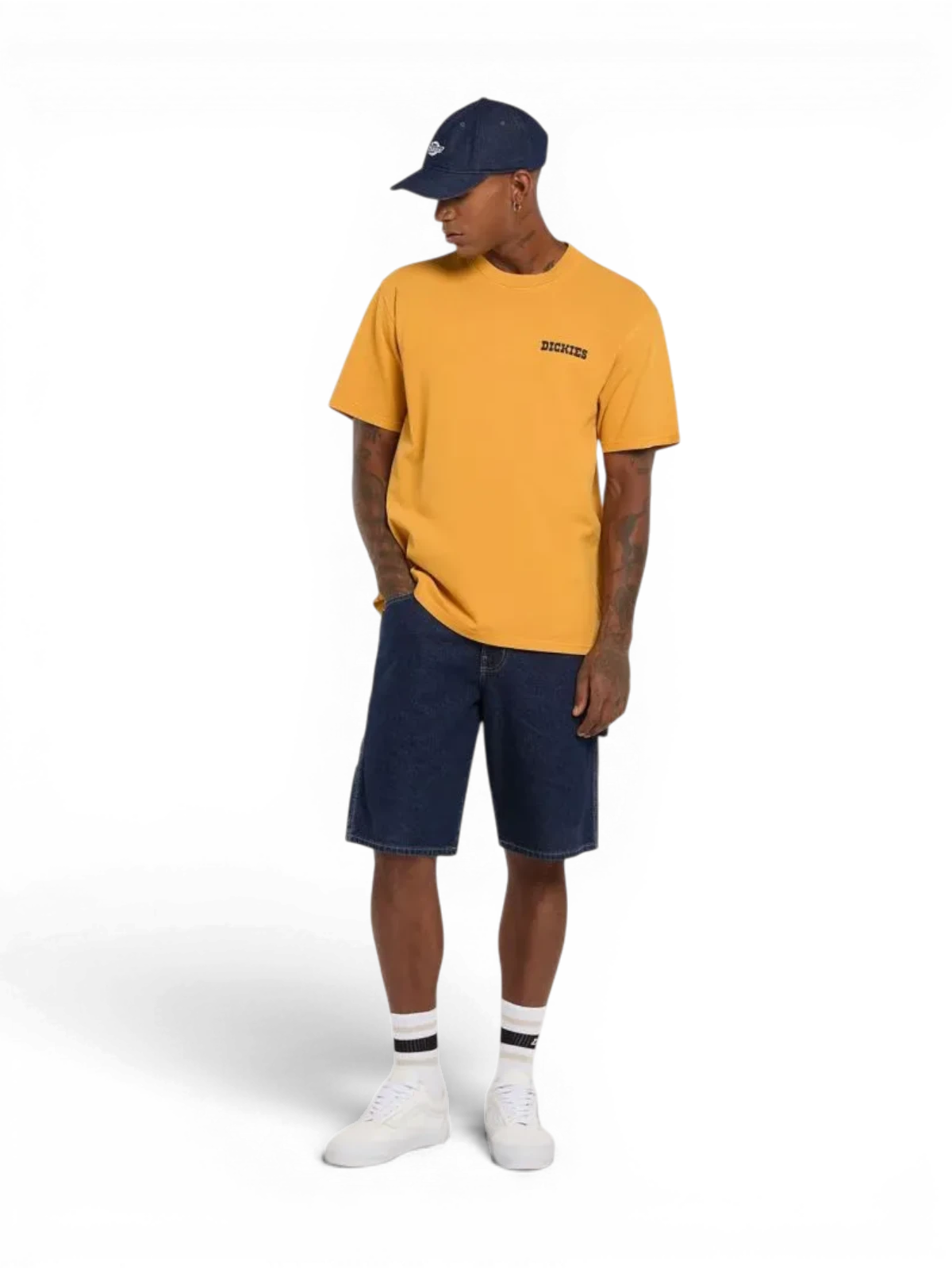 Teeshirts Dickies Darrtown Ss Tee Sunflower, vue face avant portée