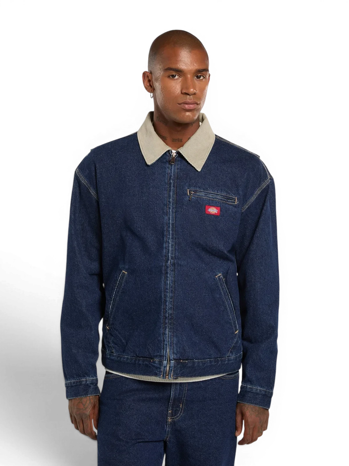 Vestes Dickies Denim Painter Jacket Dark Indigo, vue portée de face