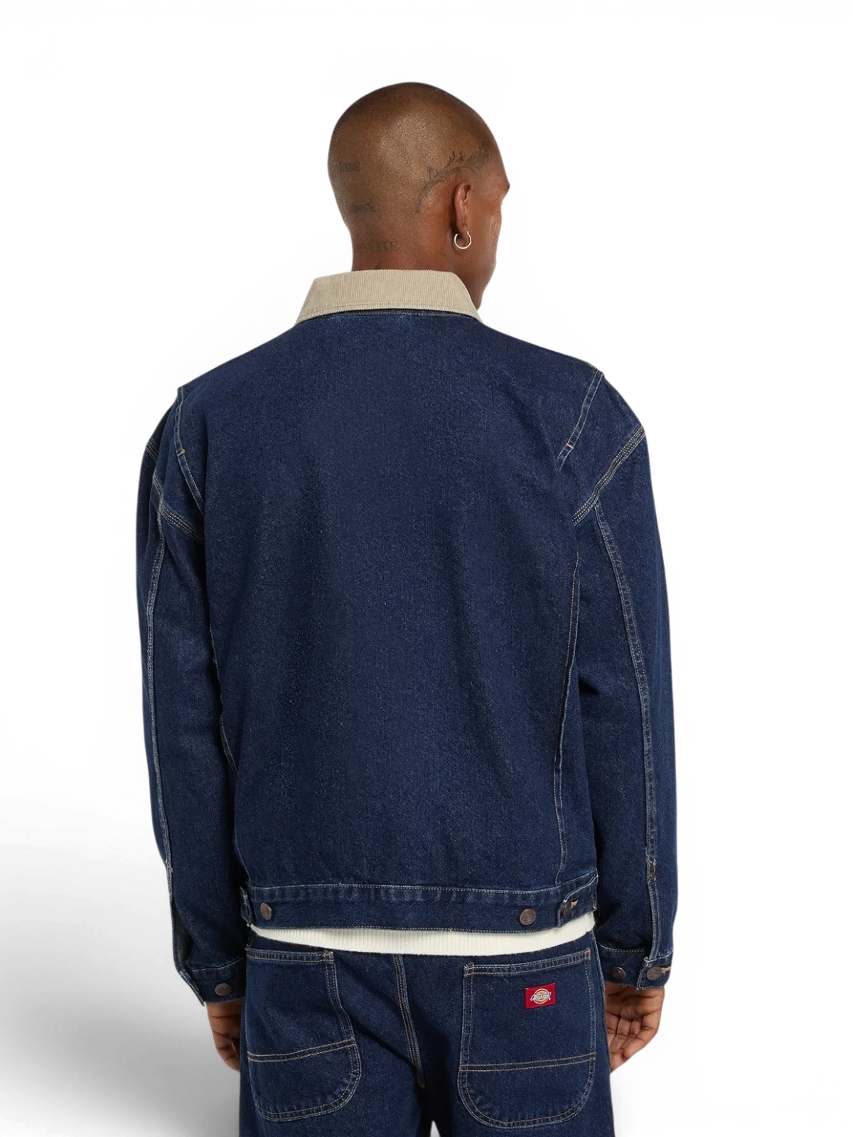 Vestes Dickies Denim Painter Jacket Dark Indigo, vue portée de l’arrière