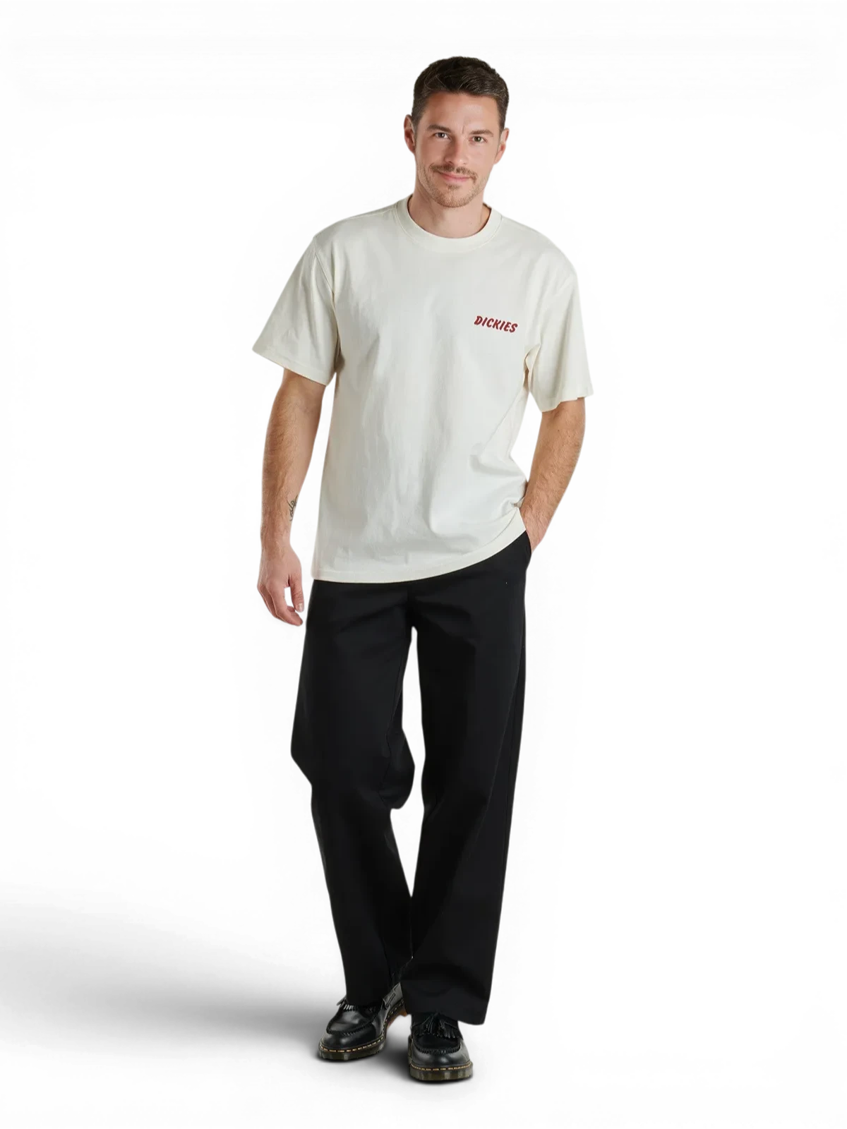 Teeshirts Dickies Dry Ridge Ss Tee Egret, vue portée de face