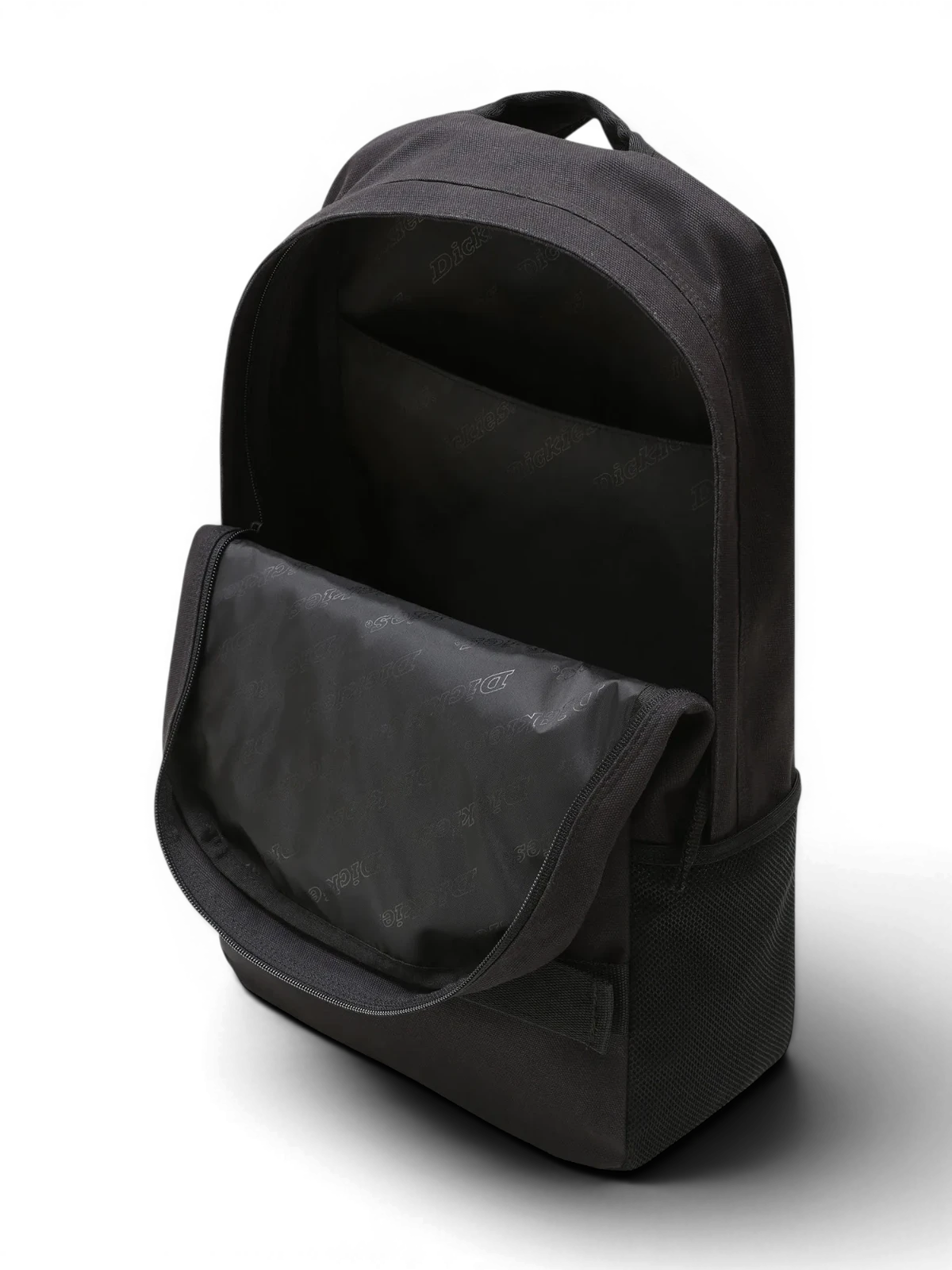 Sacs Dickies Duck Canvas Backp Black, vue de ¾ ouvert