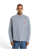 Chemises Dickies Hickory Work Shirt Ls Retro Indigo, vue portée de face