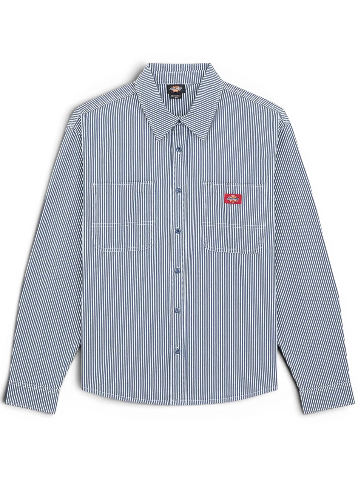 Chemises Dickies Hickory Work Shirt Ls Retro Indigo, vue de face