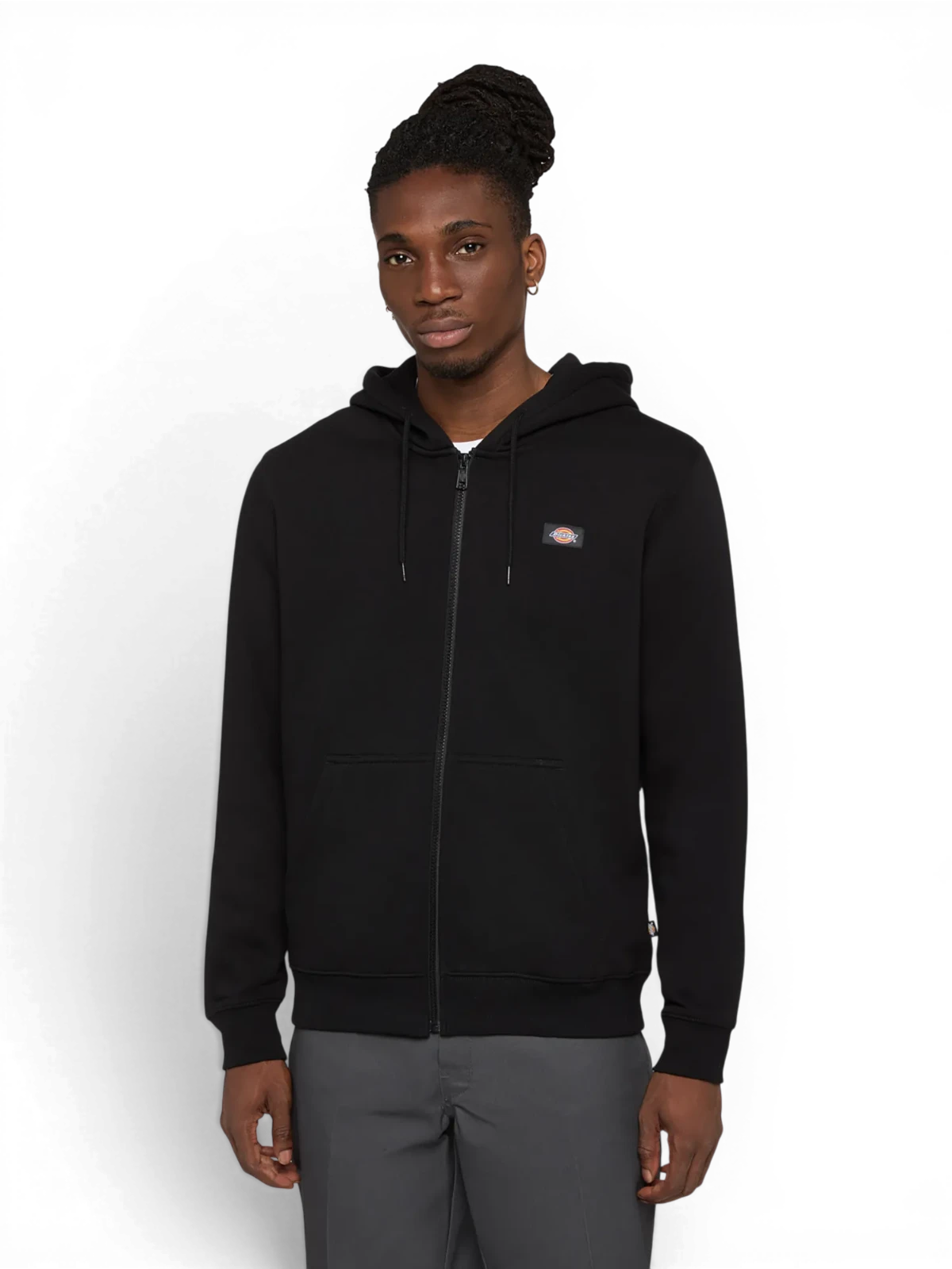 Sweatshirts Dickies Oakport Zip Hoodie Black, vue de face portée