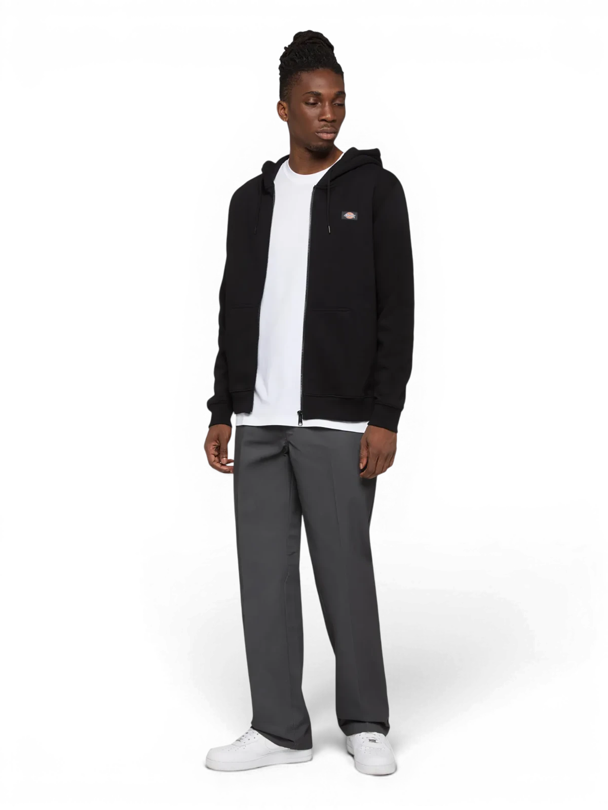 Sweatshirts Dickies Oakport Zip Hoodie Black, vue en pied de ¾