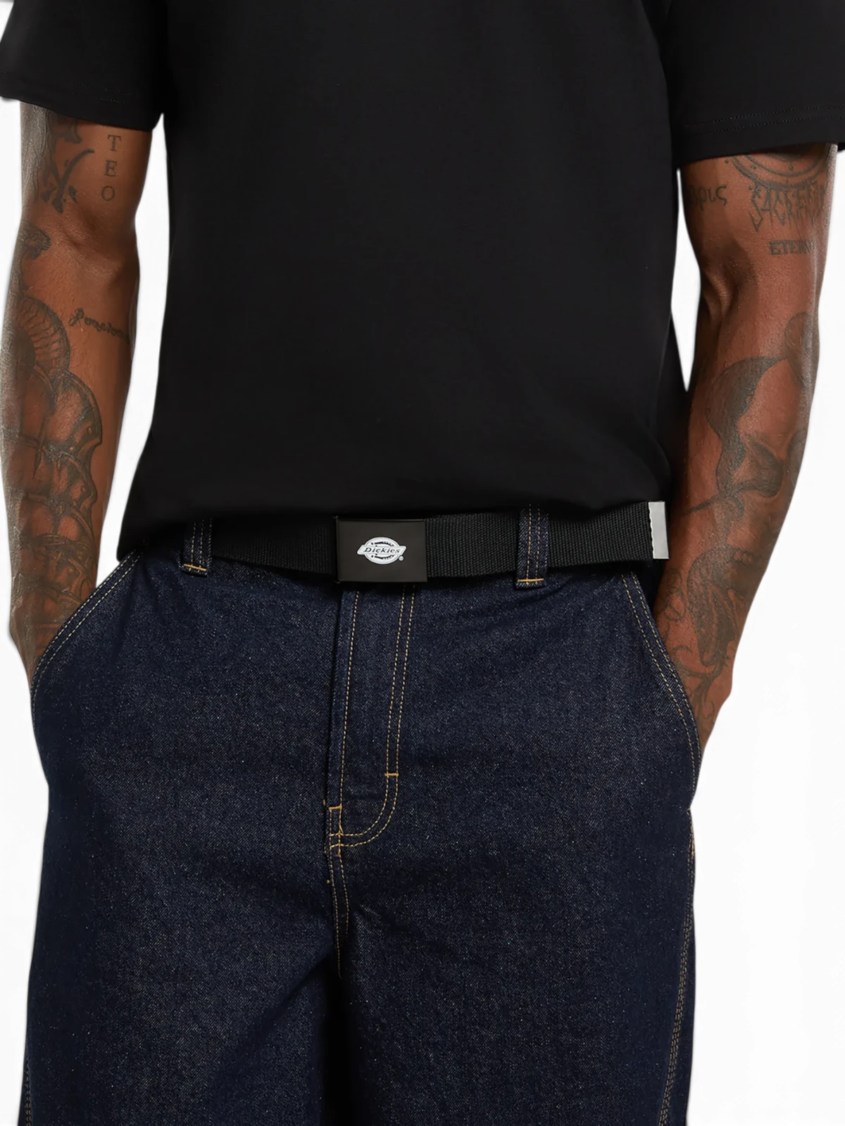 Ceintures Dickies Orcutt Webbing Belt Black, vue portée homme
