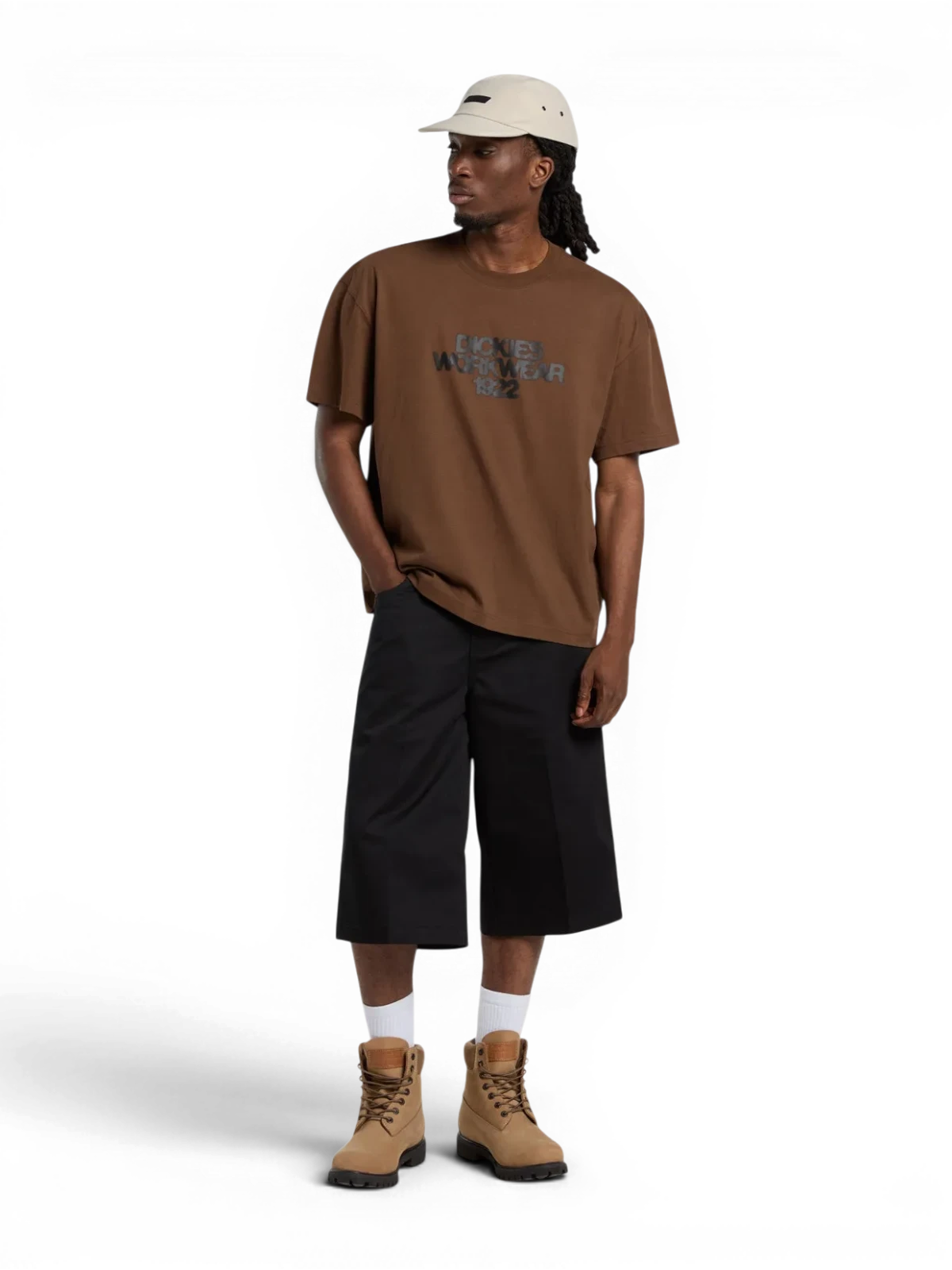 Shorts Dickies Union 17 Inch Twill Short Black, vue portée en pied de face